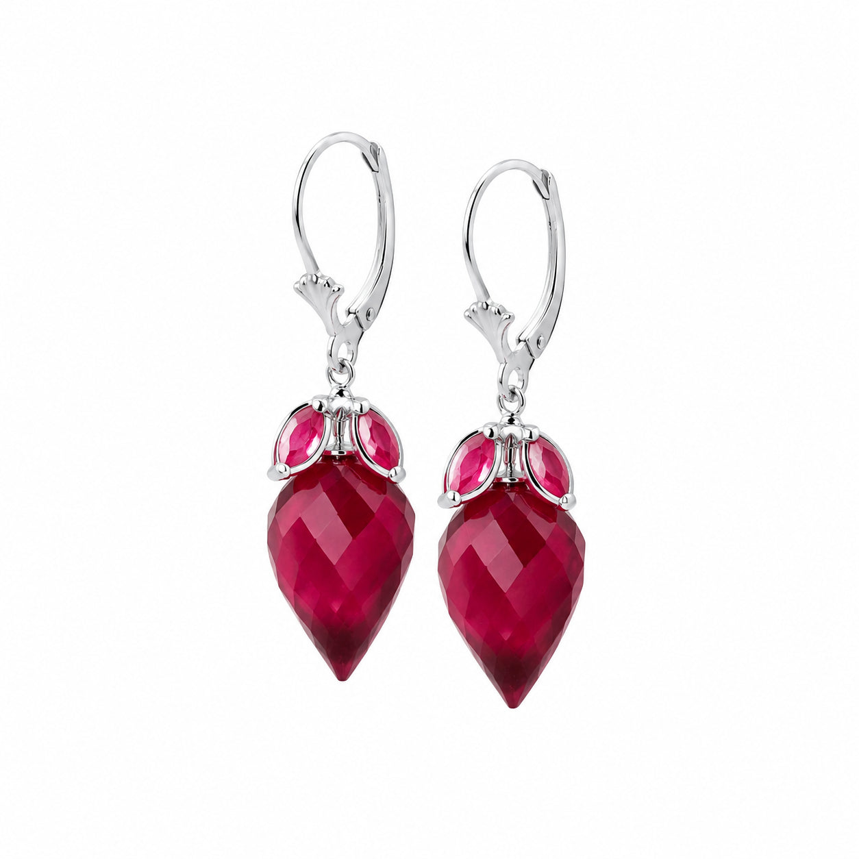 White Gold Earrings Ruby 10K — Ornella