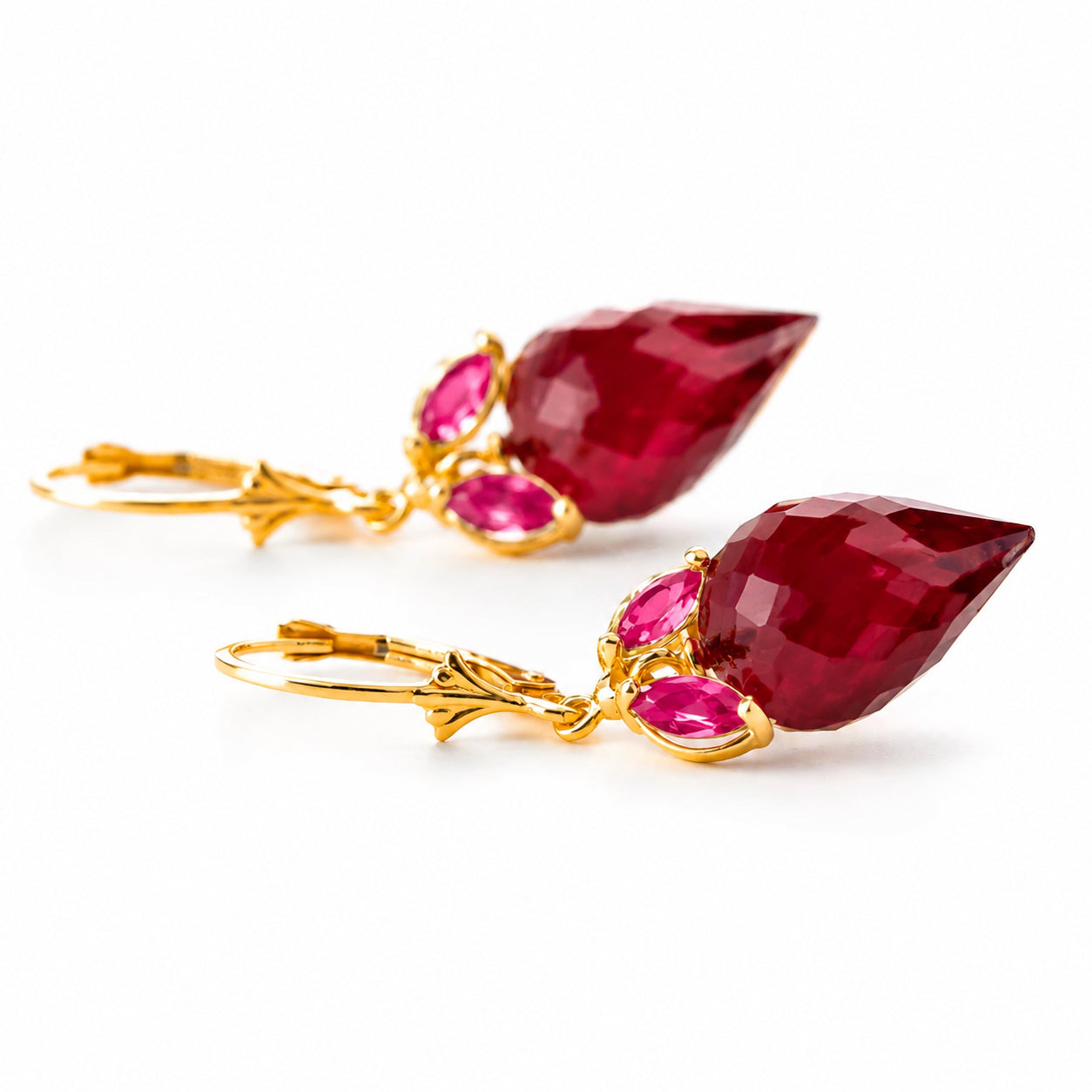 Yellow Gold Earrings Ruby 10K — Ornella