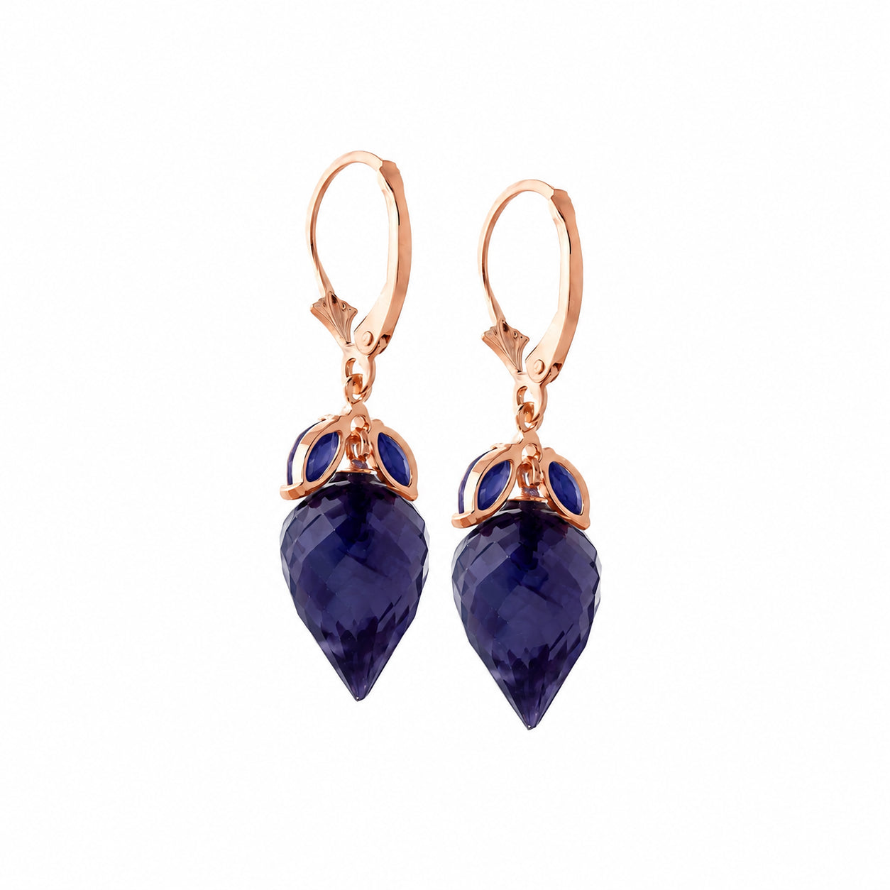 Rose Gold Earrings Sapphire 10K — Ornella