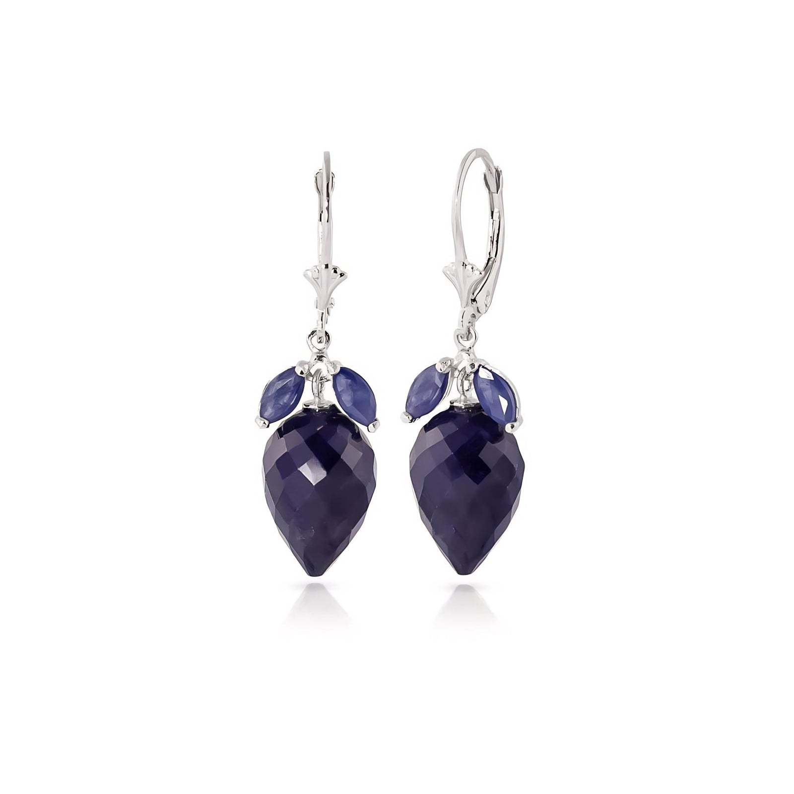 White Gold Earrings Sapphire 10K — Ornella