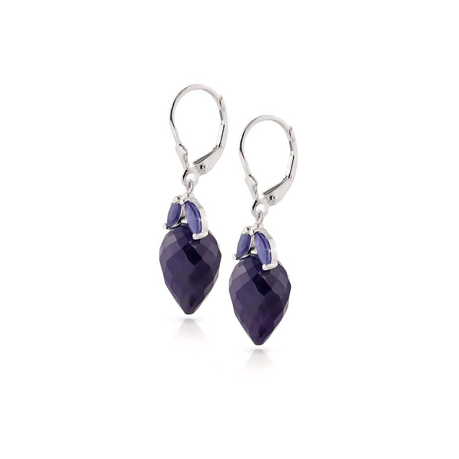 White Gold Earrings Sapphire 10K — Ornella