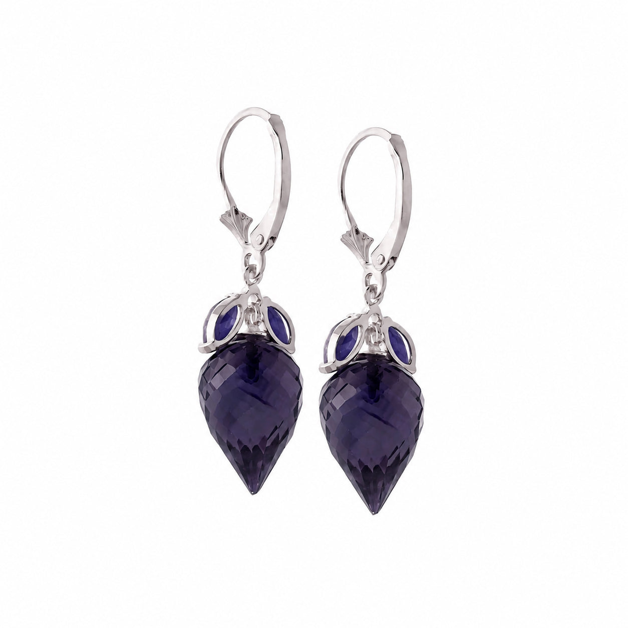 White Gold Earrings Sapphire 10K — Ornella