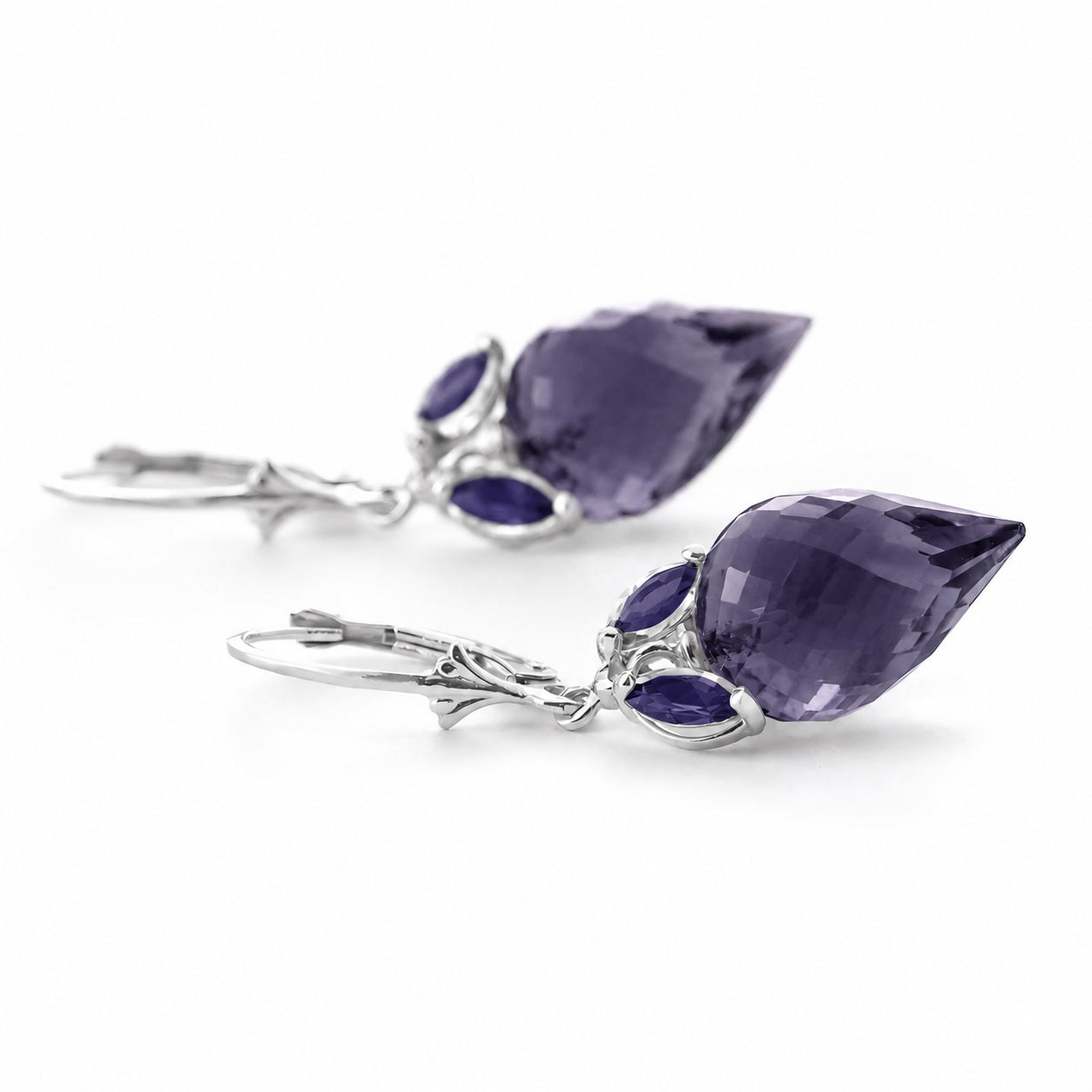 White Gold Earrings Sapphire 10K — Ornella