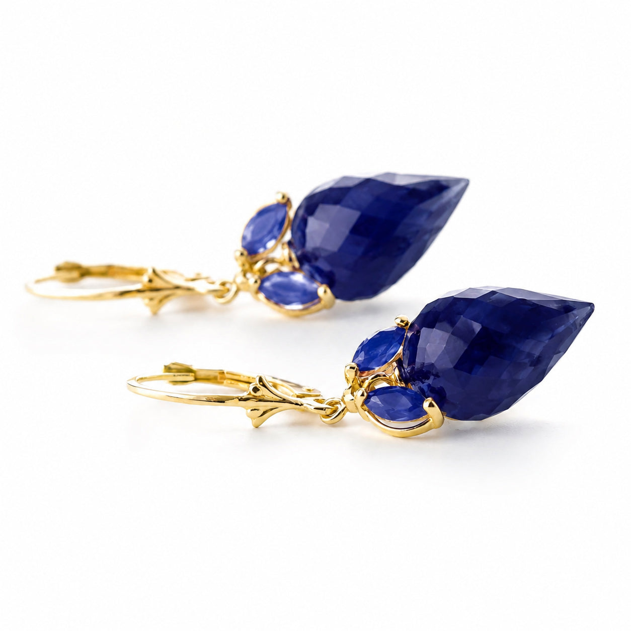 Yellow Gold Earrings Sapphire 10K — Ornella