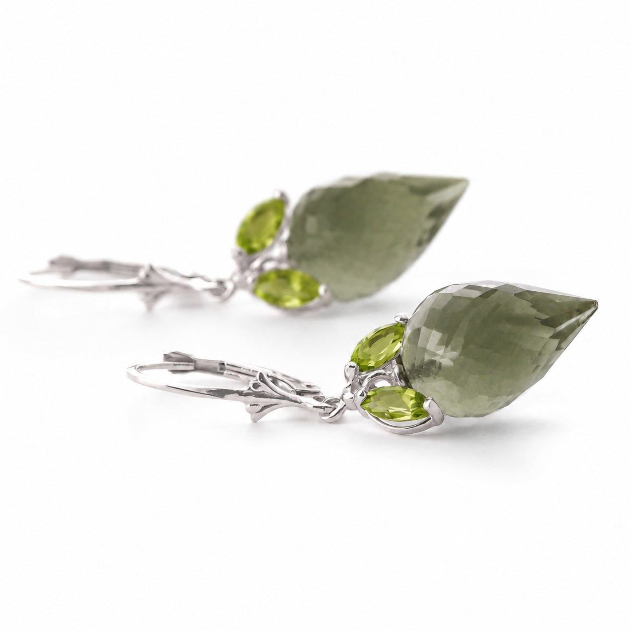 White Gold Earrings Spinel 10K — Ornella