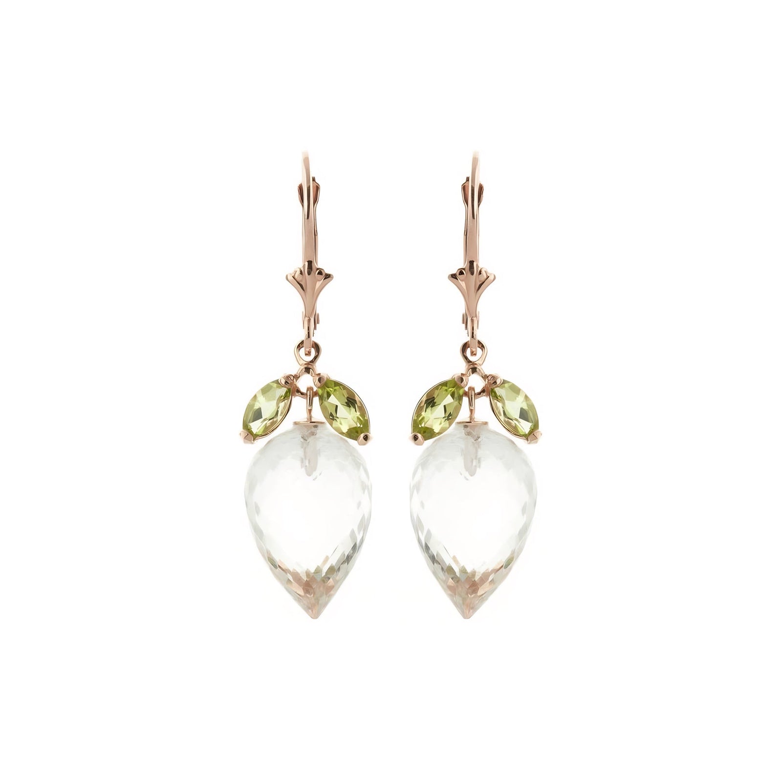 Rose Gold Earrings White Topaz 10K — Ornella