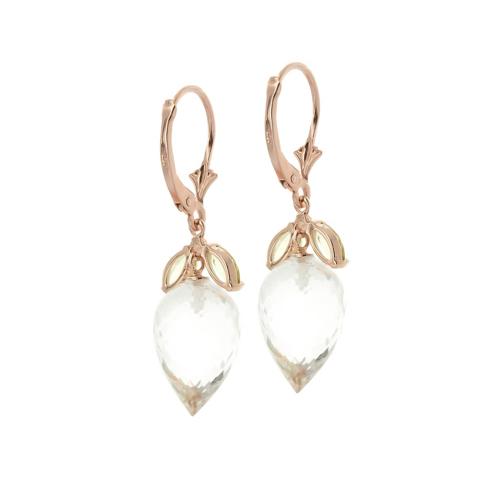 Rose Gold Earrings White Topaz 10K — Ornella