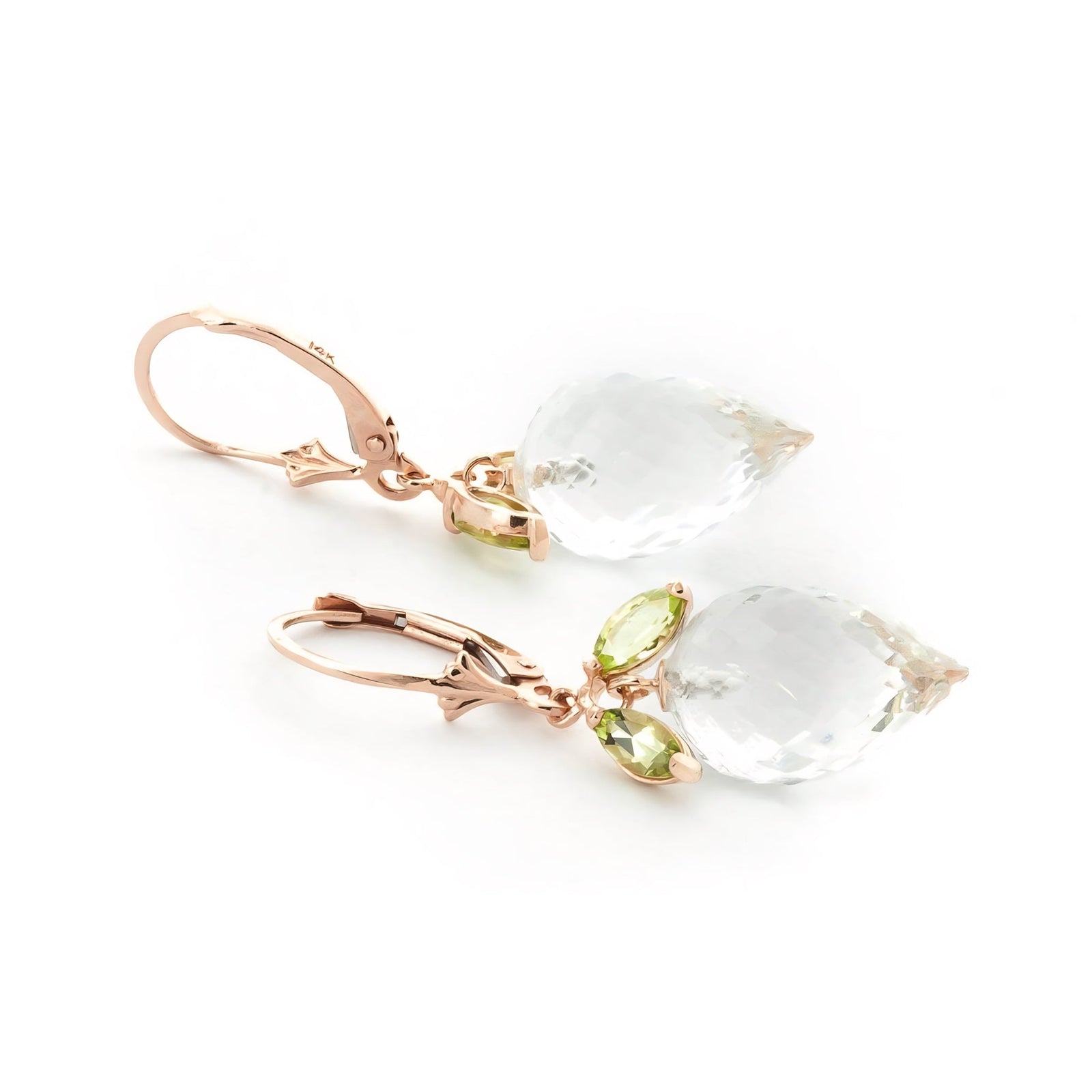 Rose Gold Earrings White Topaz 10K — Ornella