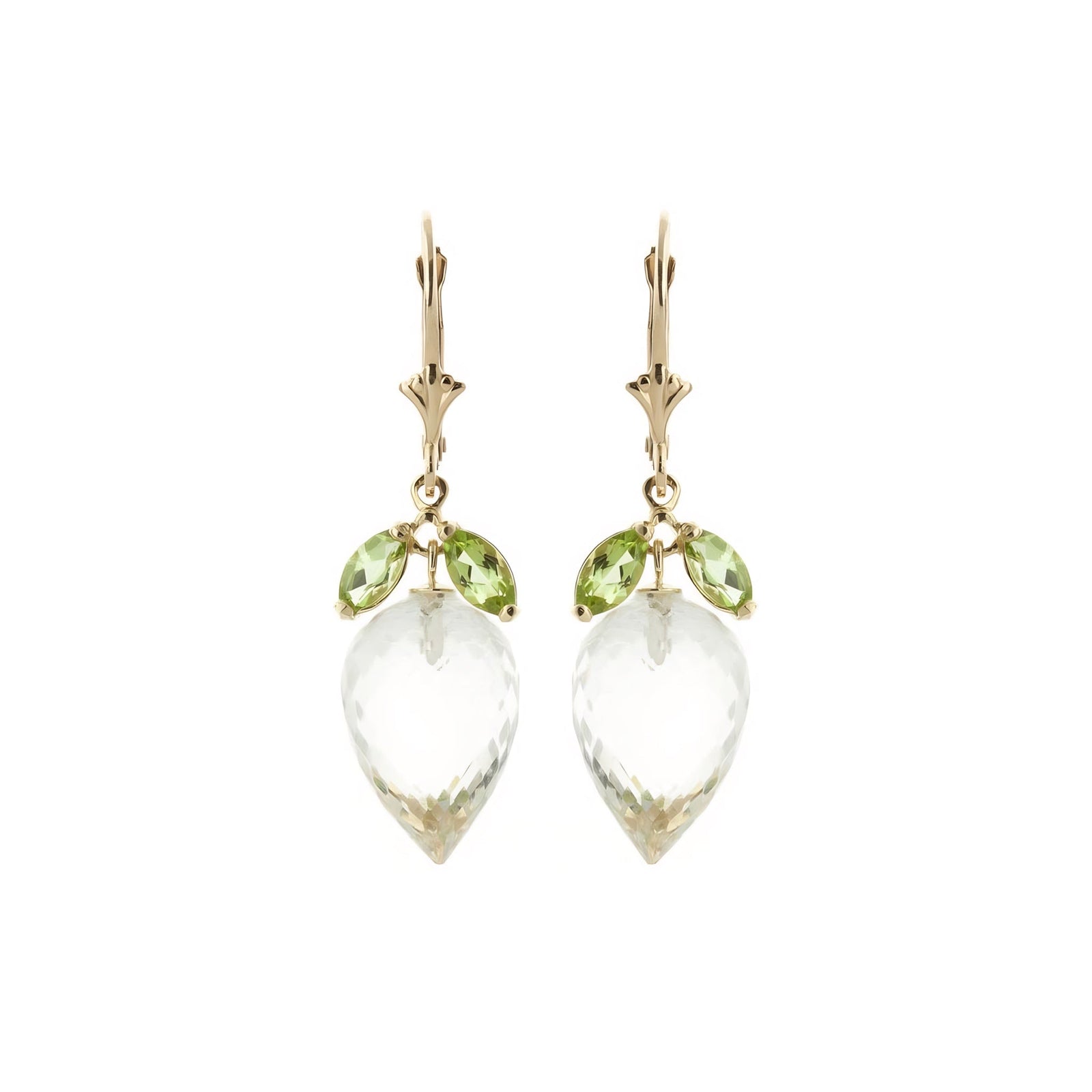 Yellow Gold Earrings White Topaz 10K — Ornella