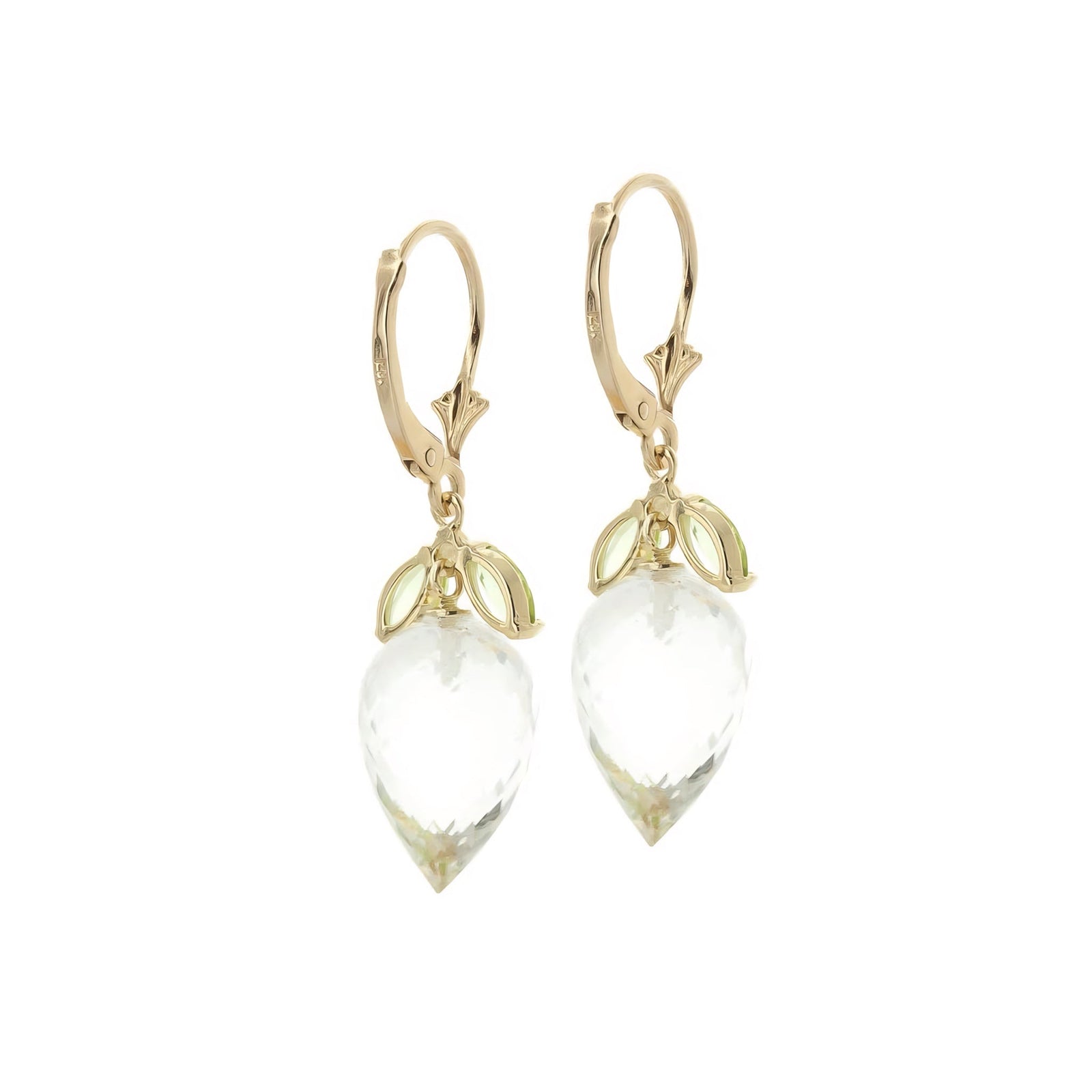 Yellow Gold Earrings White Topaz 10K — Ornella