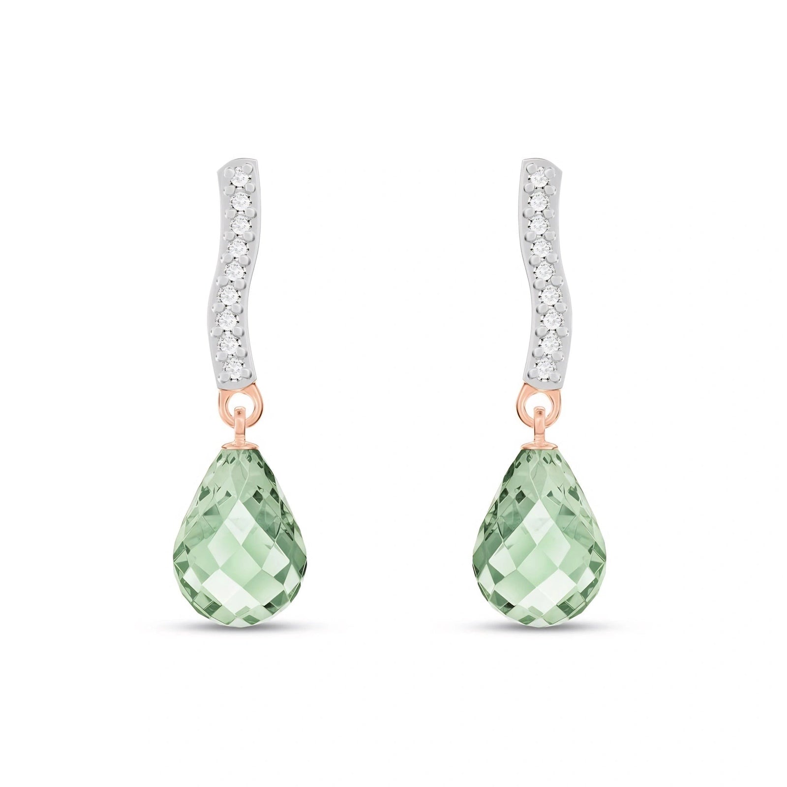 Rose Gold Earrings Green Amethyst 10K — Dorotea
