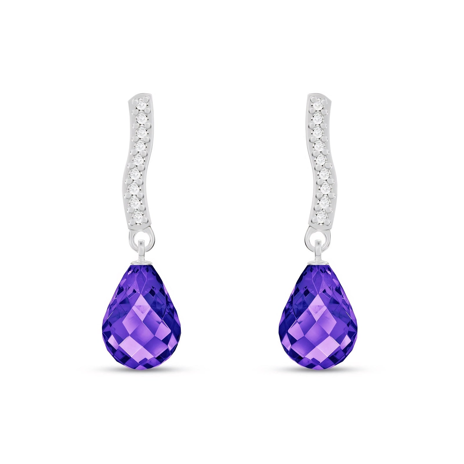 White Gold Earrings Green Amethyst 10K — Dorotea