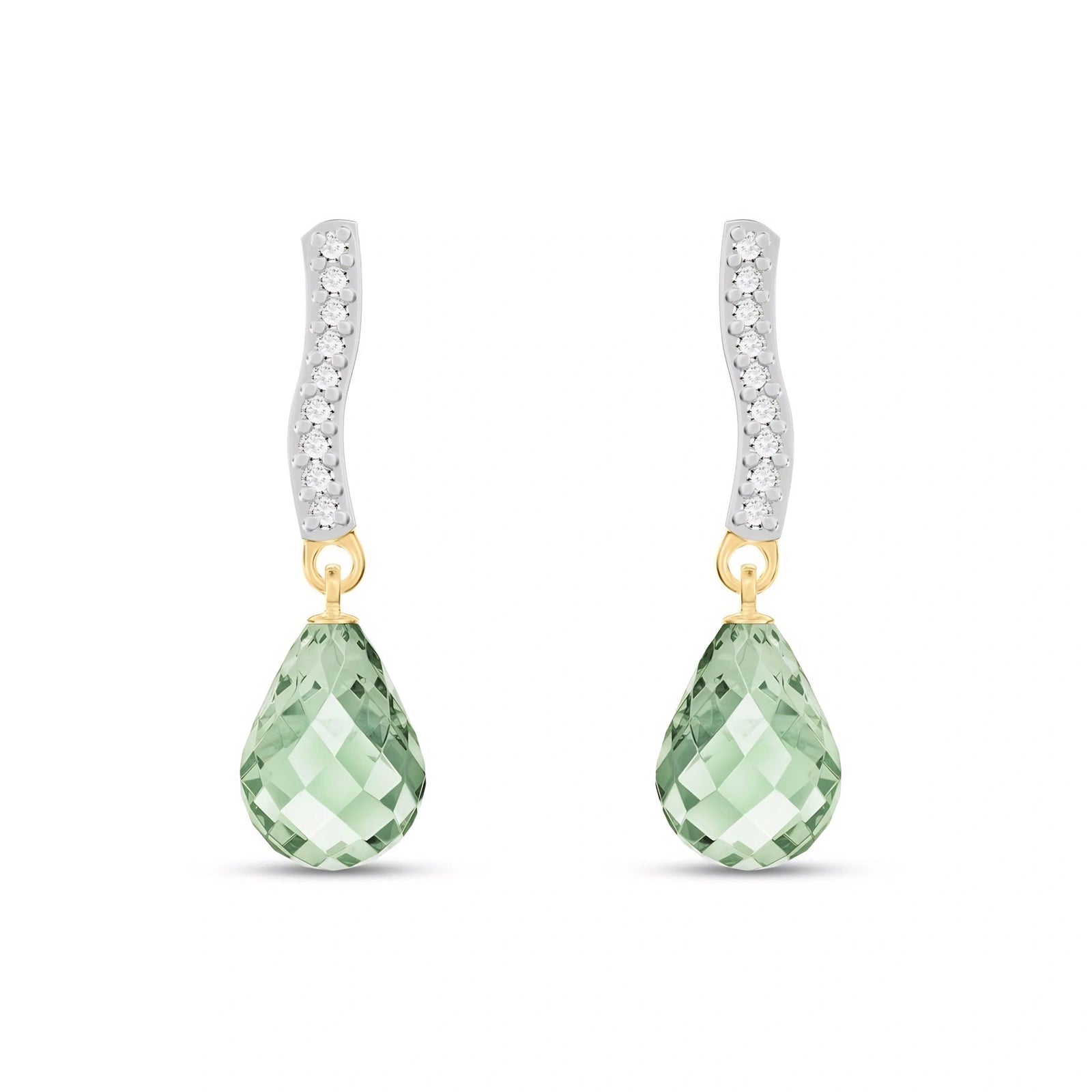 Yellow Gold Earrings Green Amethyst 10K — Dorotea