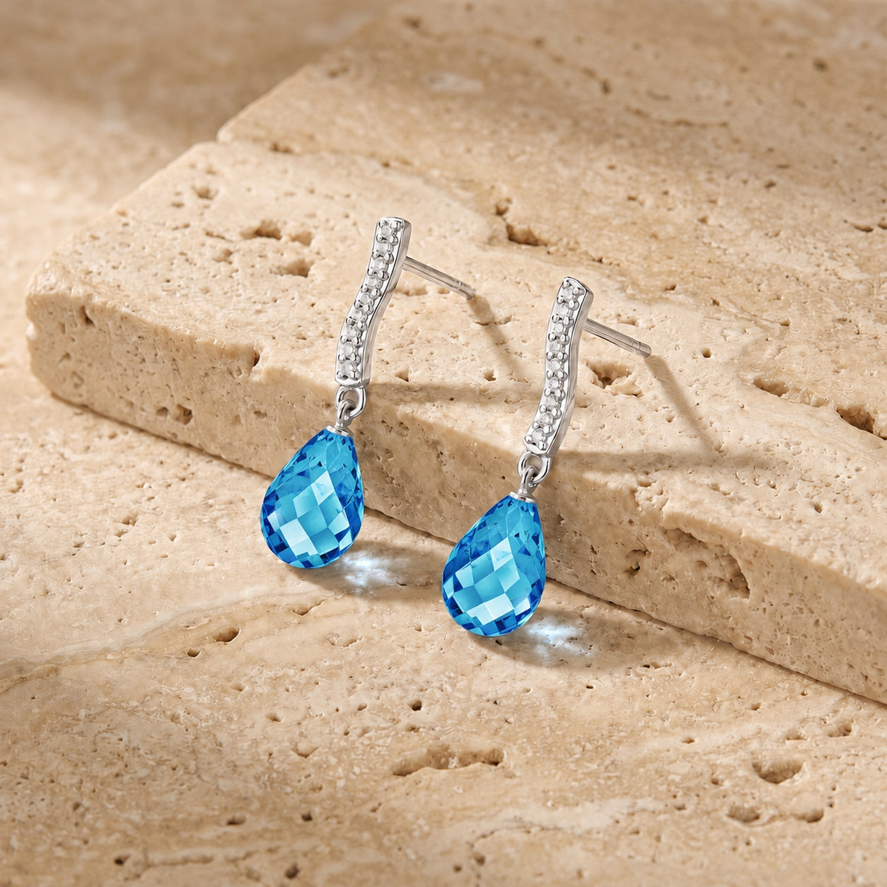 White Gold Earrings Citrine 10K — Dorotea