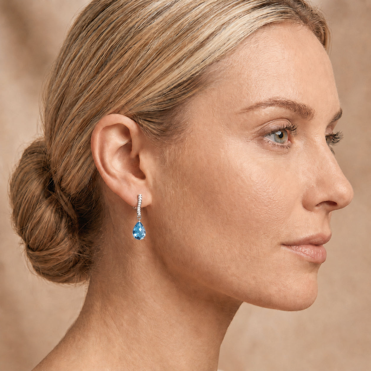 White Gold Earrings Citrine 10K — Dorotea