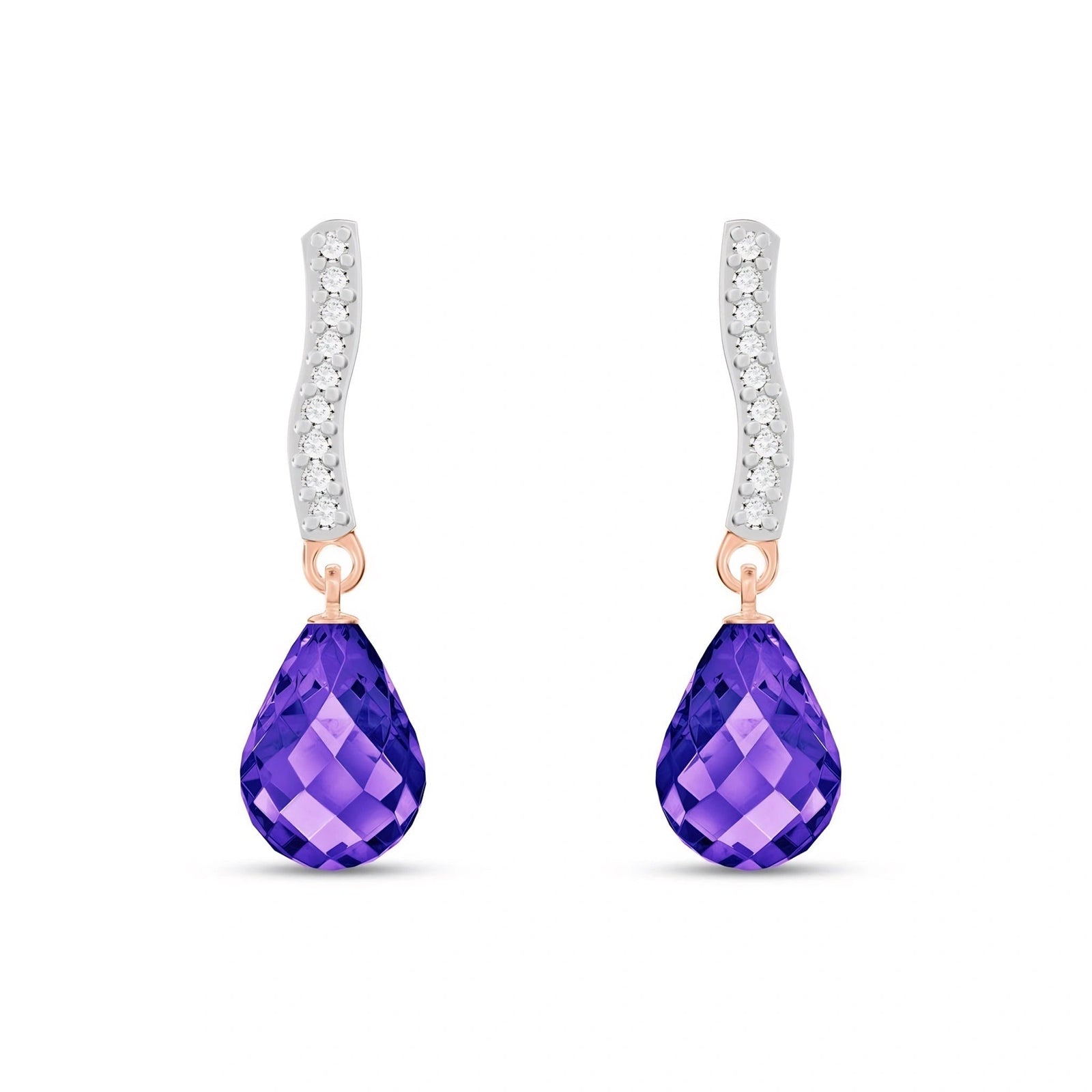 Rose Gold Earrings Amethyst 10K — Dorotea