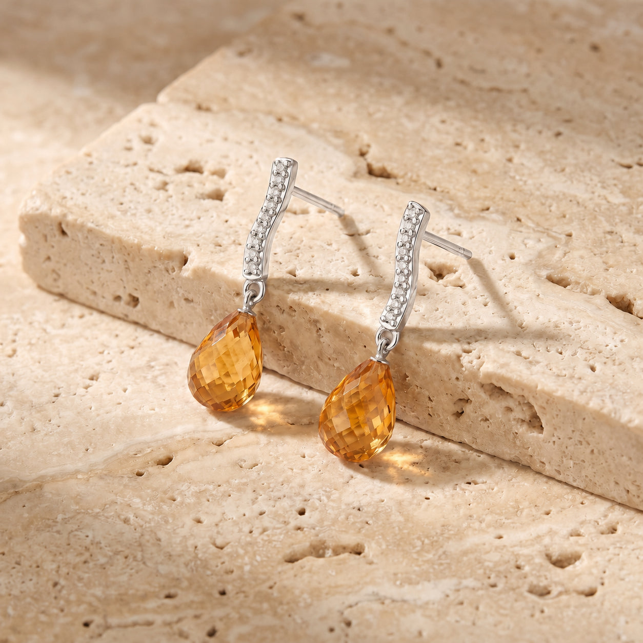 White Gold Earrings Amethyst 10K — Dorotea