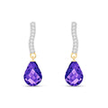 Yellow Gold Earrings Amethyst 10K — Dorotea