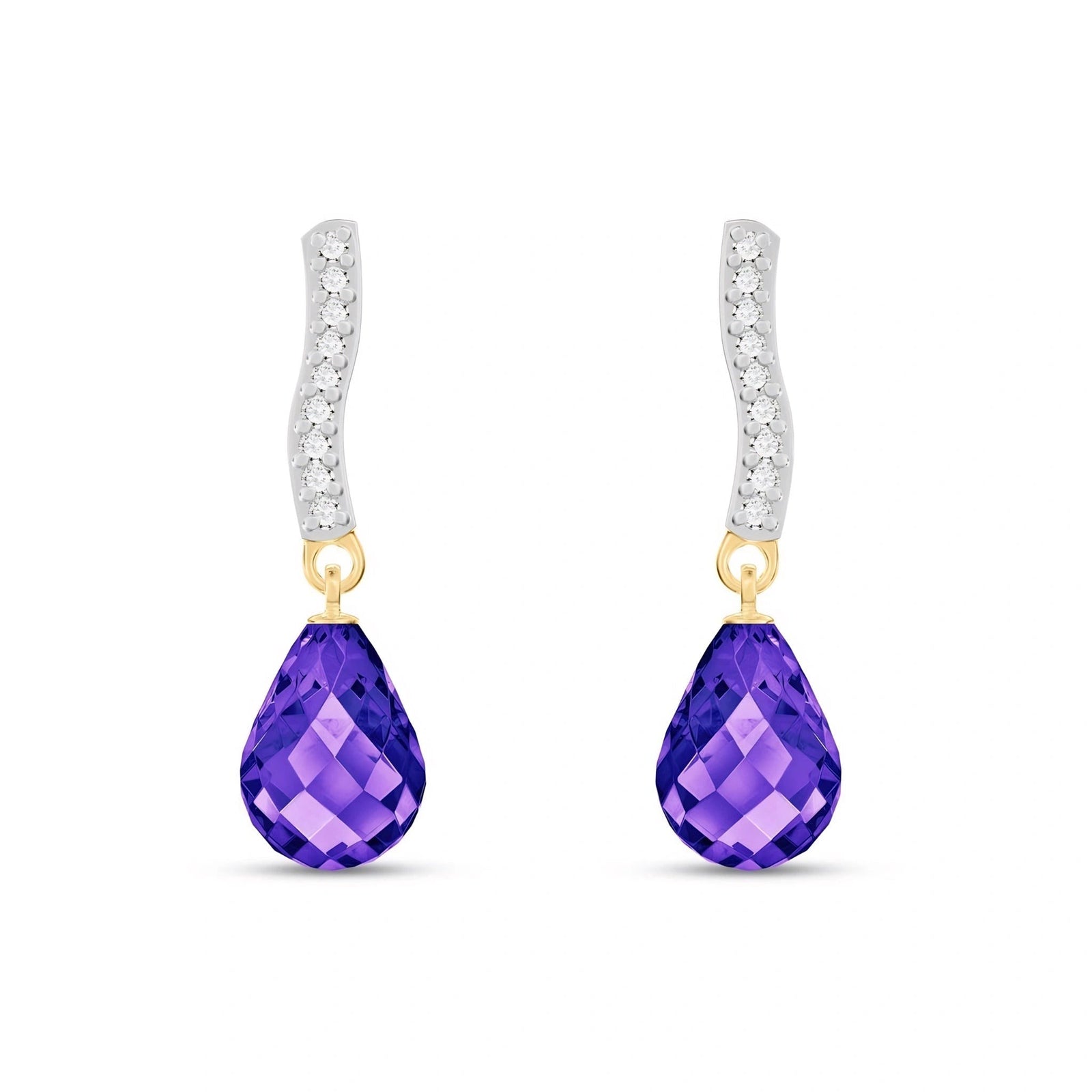 Yellow Gold Earrings Amethyst 10K — Dorotea
