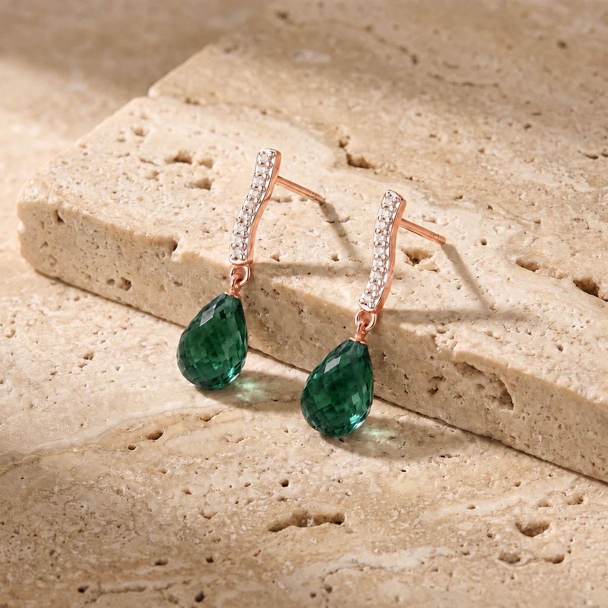 Rose Gold Earrings Garnet 10K — Dorotea