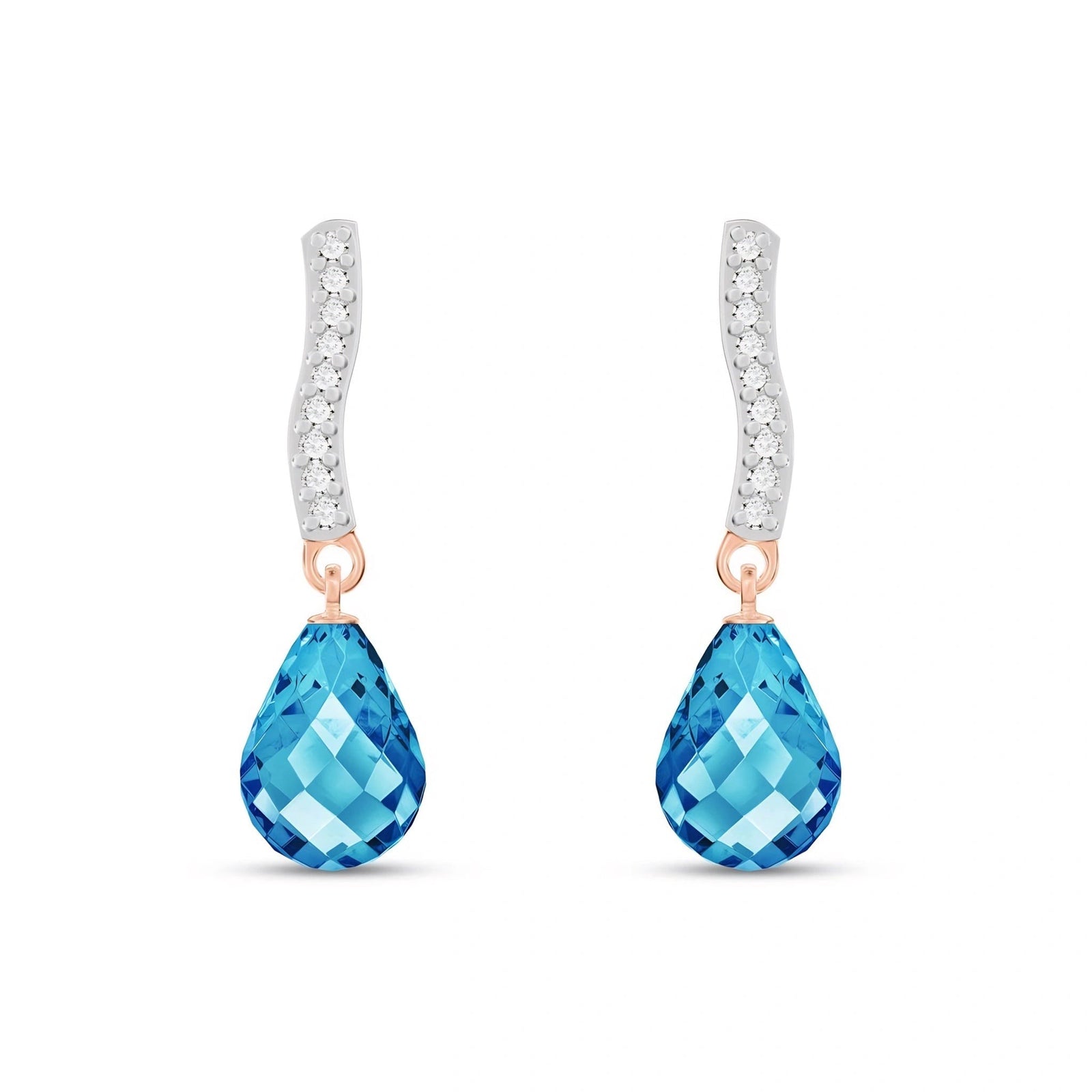 Rose Gold Earrings Blue Topaz 10K — Dorotea