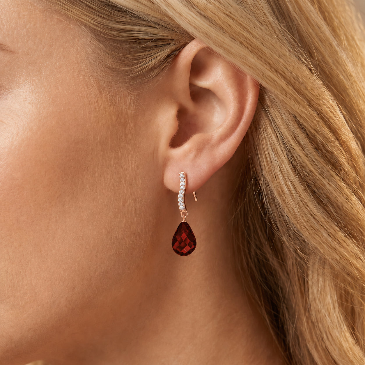 Rose Gold Earrings Blue Topaz 10K — Dorotea