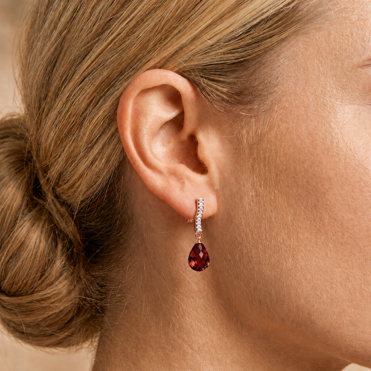 Rose Gold Earrings Blue Topaz 10K — Dorotea