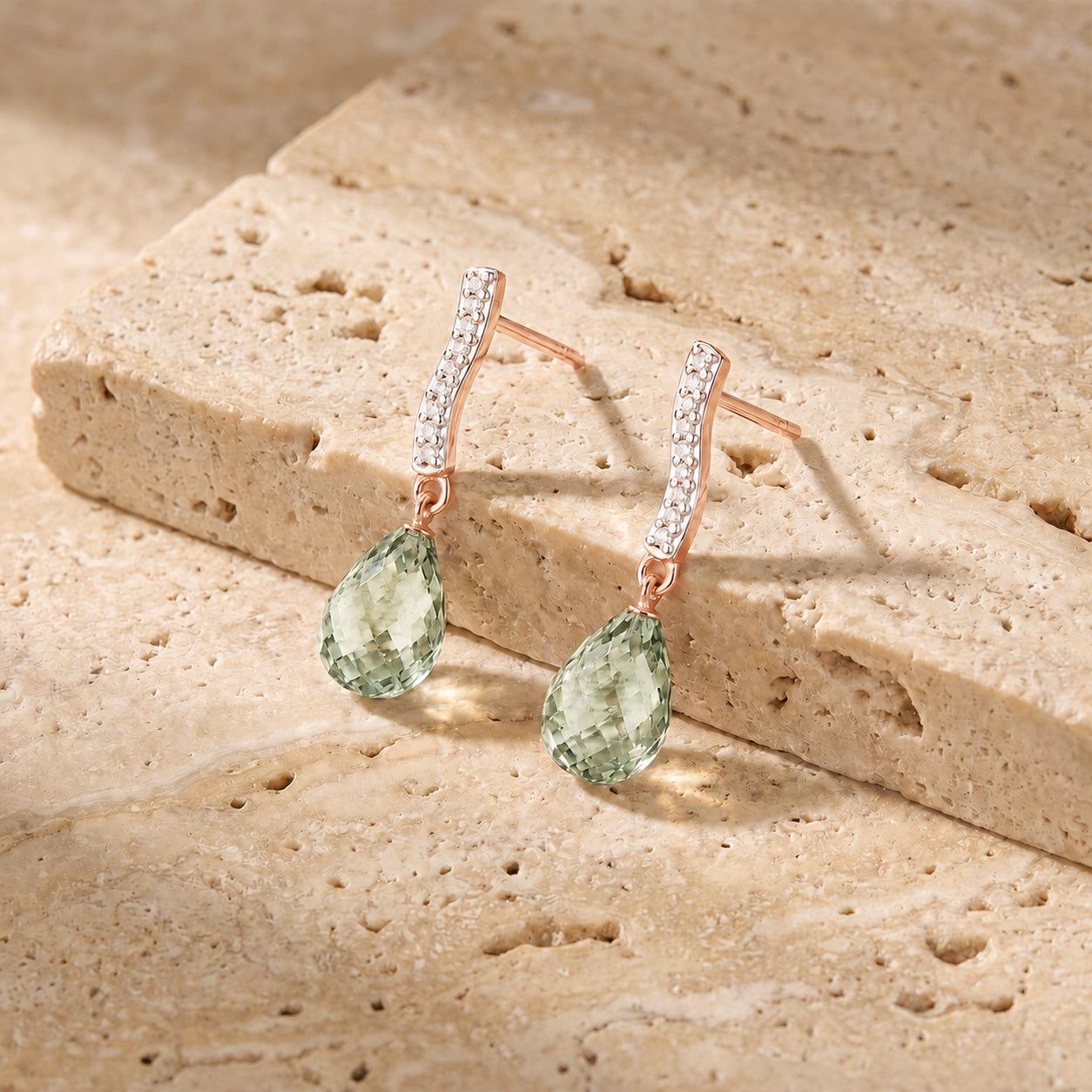 Rose Gold Earrings Pink Topaz 10K — Dorotea