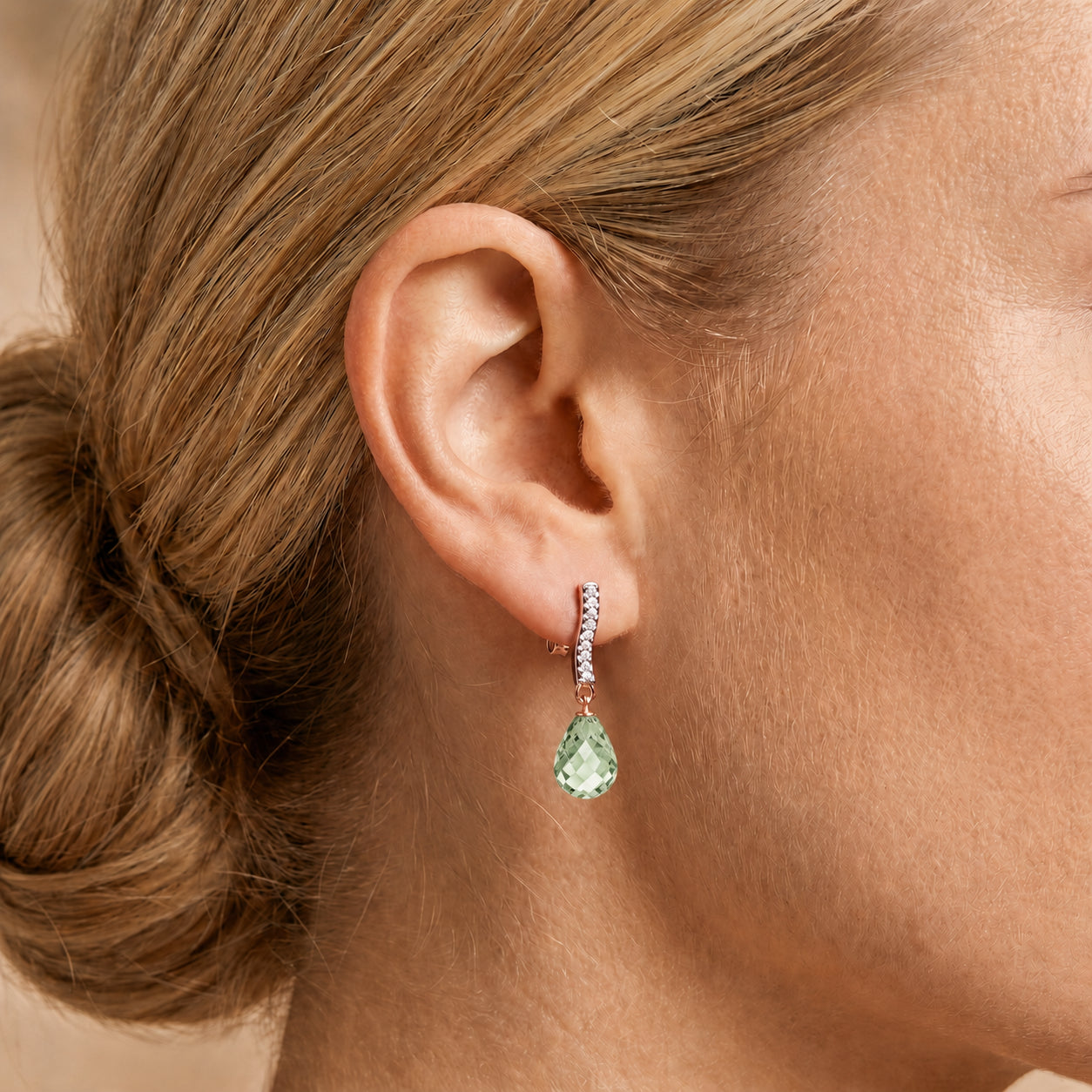 Rose Gold Earrings Pink Topaz 10K — Dorotea