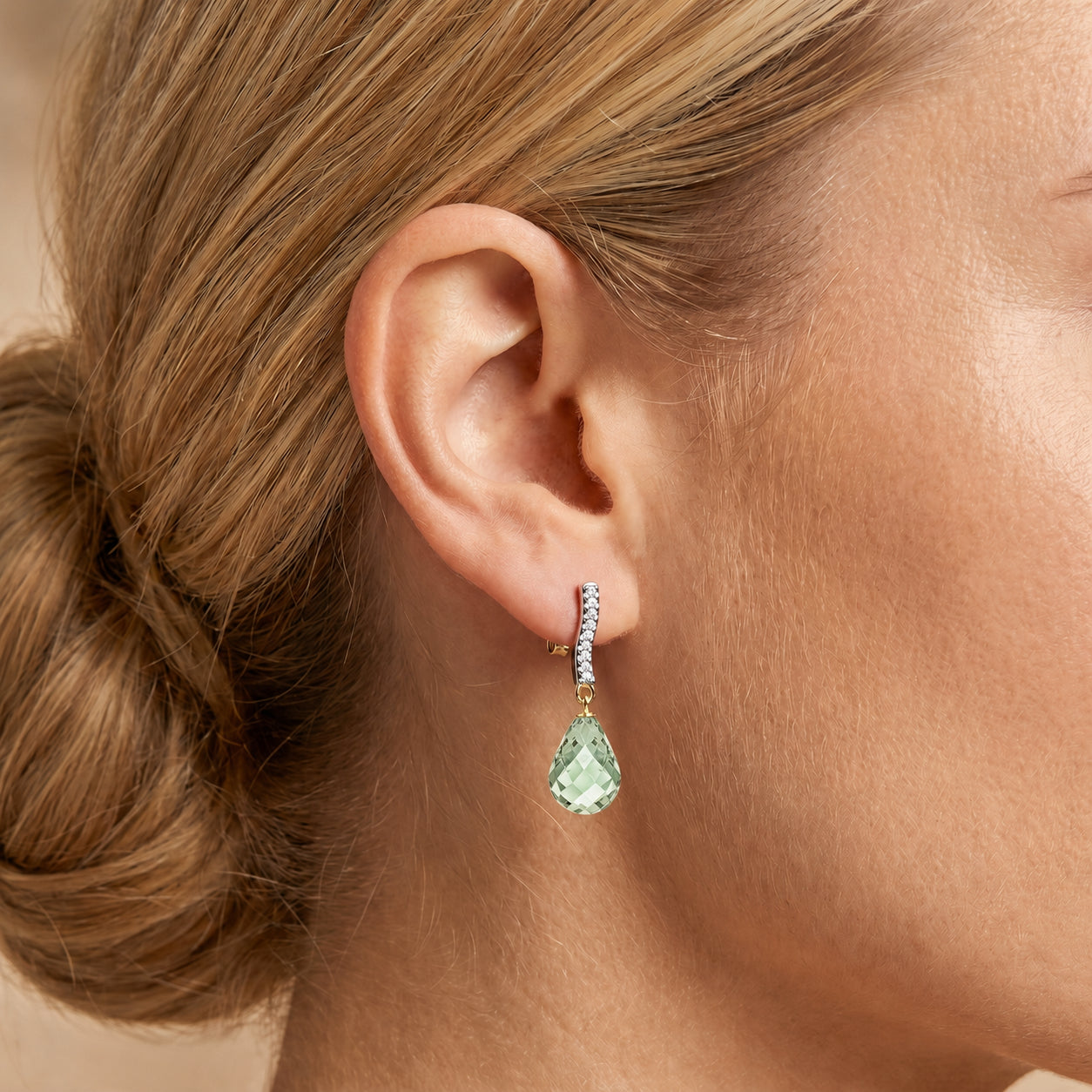 Yellow Gold Earrings Pink Topaz 10K — Dorotea