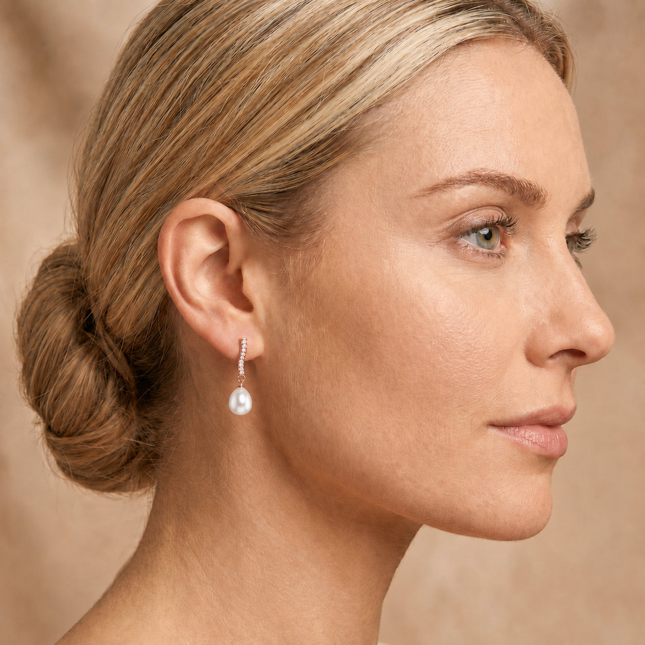 Rose Gold Earrings White Topaz 10K — Dorotea
