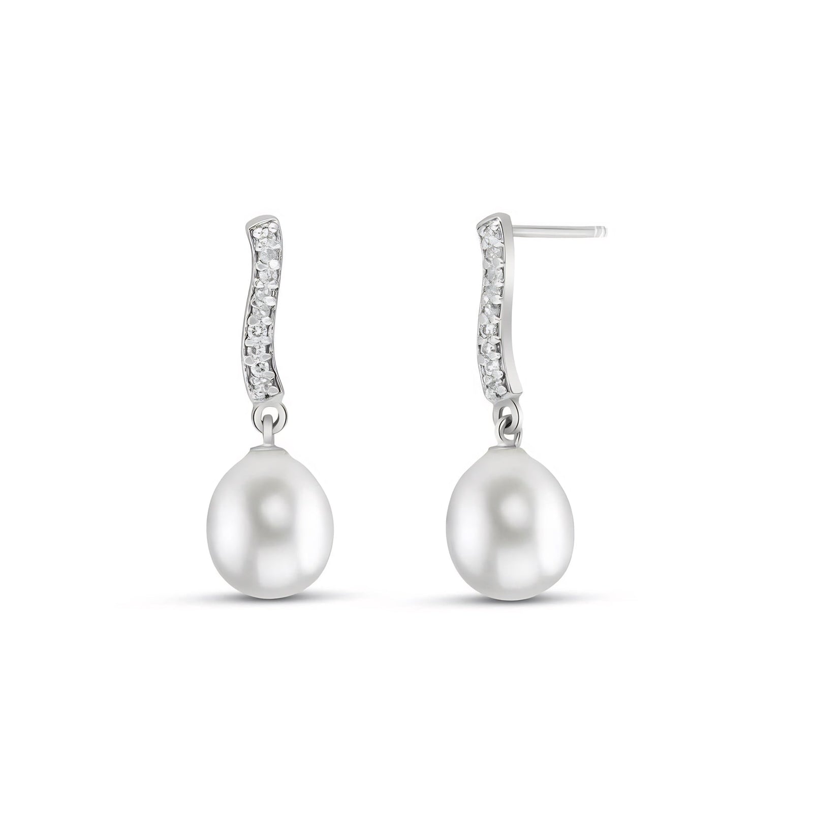 White Gold Earrings White Topaz 10K — Dorotea