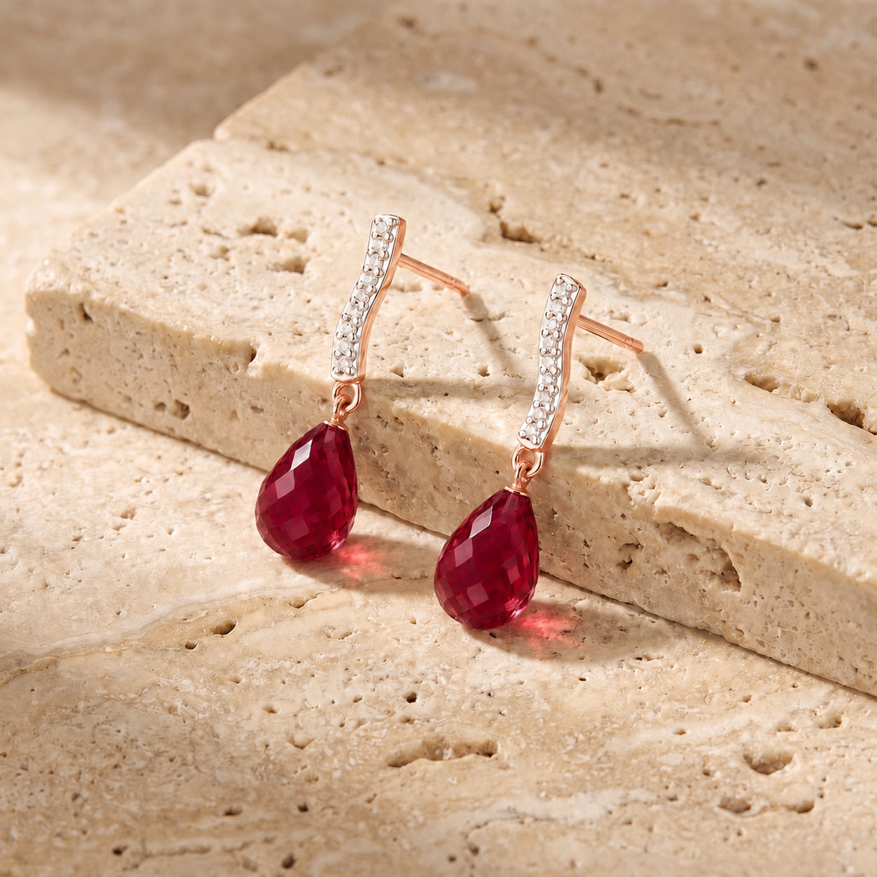 Rose Gold Earrings Ruby 10K — Dorotea