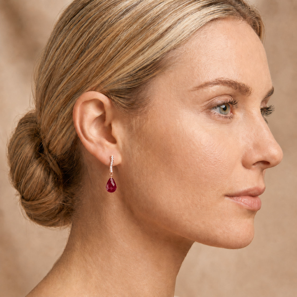 Rose Gold Earrings Ruby 10K — Dorotea