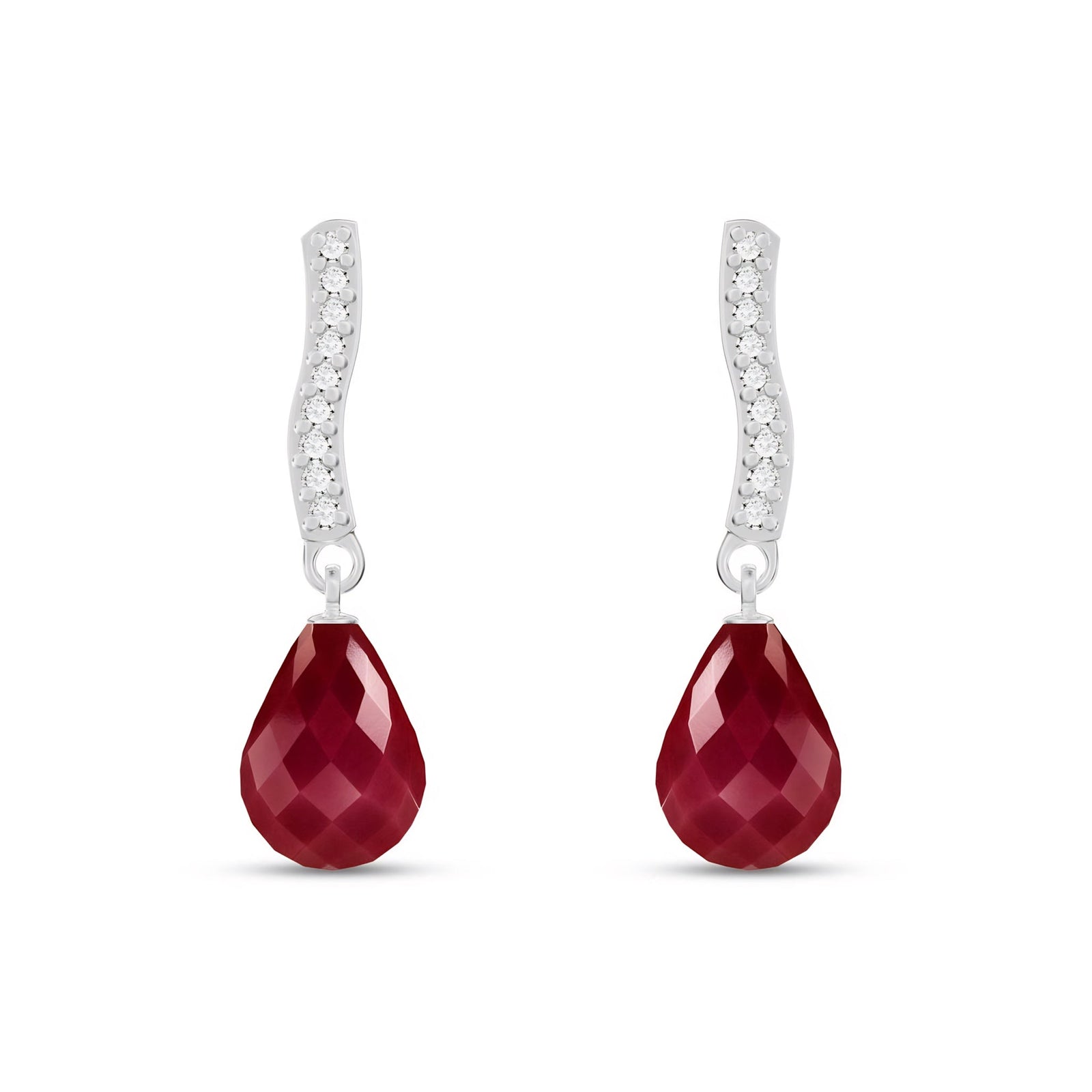 White Gold Earrings Ruby 10K — Dorotea