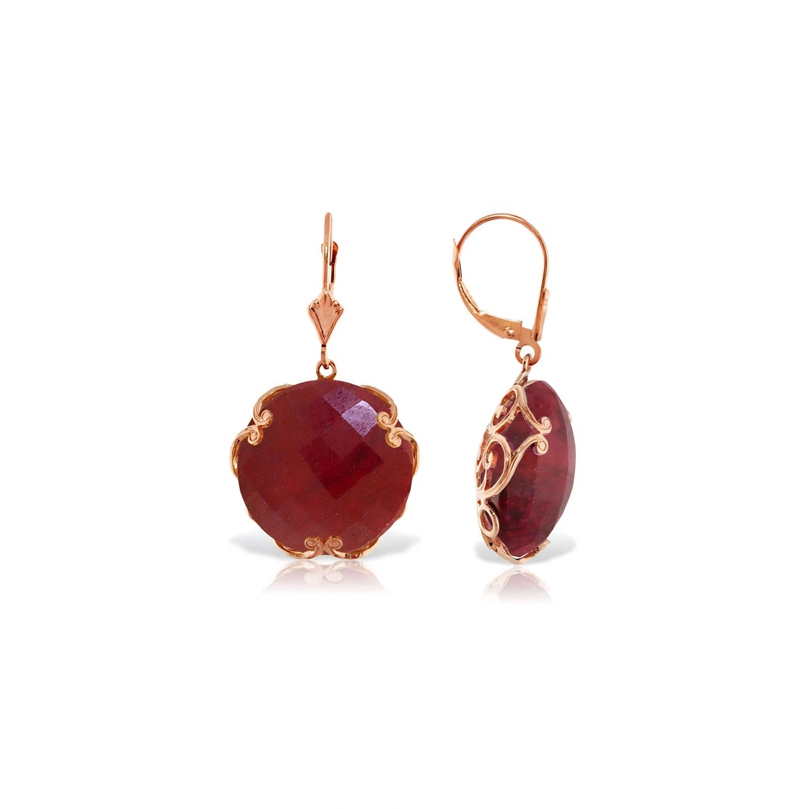 Rose Gold Rose Leverback Earrings Ruby 10K — Marianna