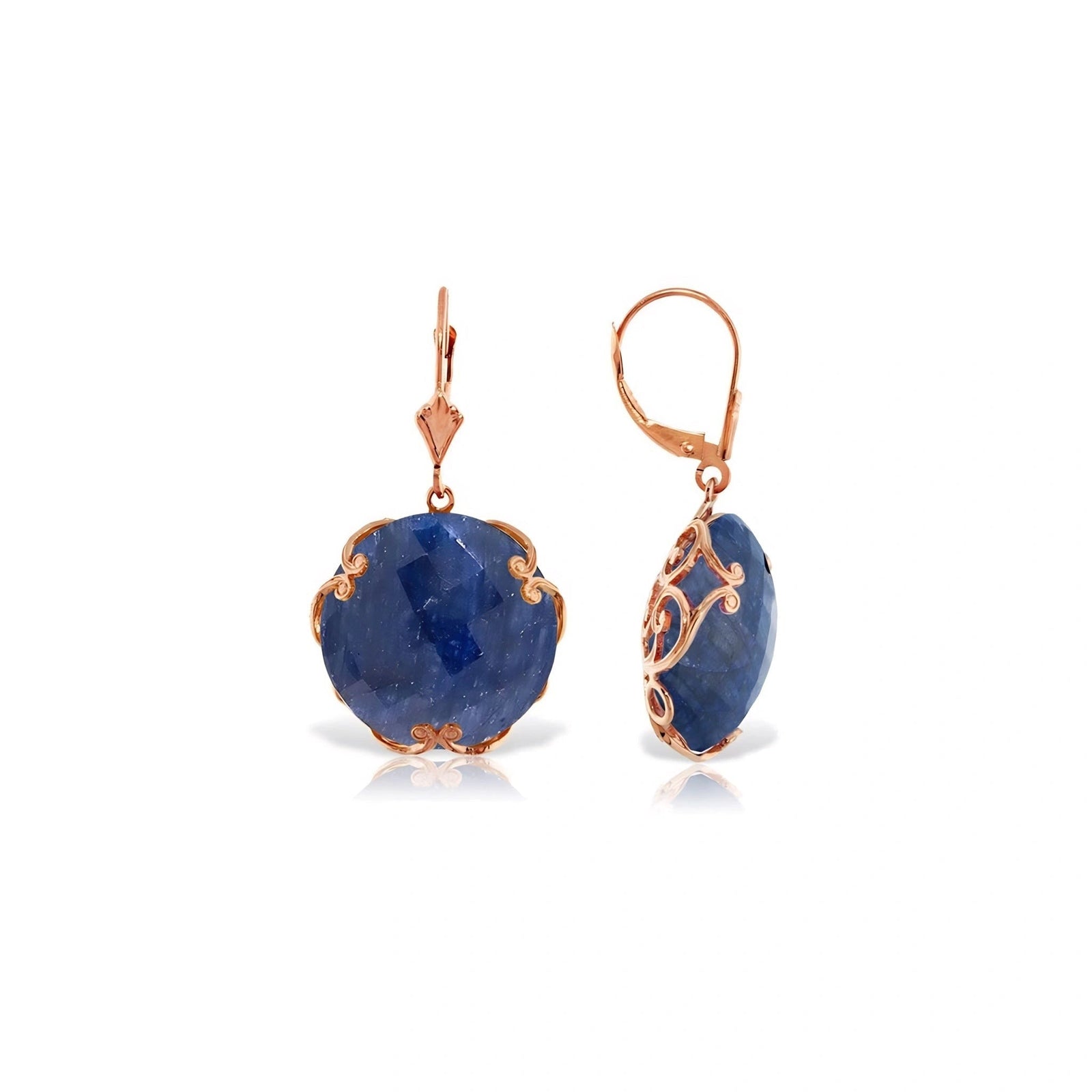 Rose Gold Rose Leverback Earrings Sapphire 10K — Marianna