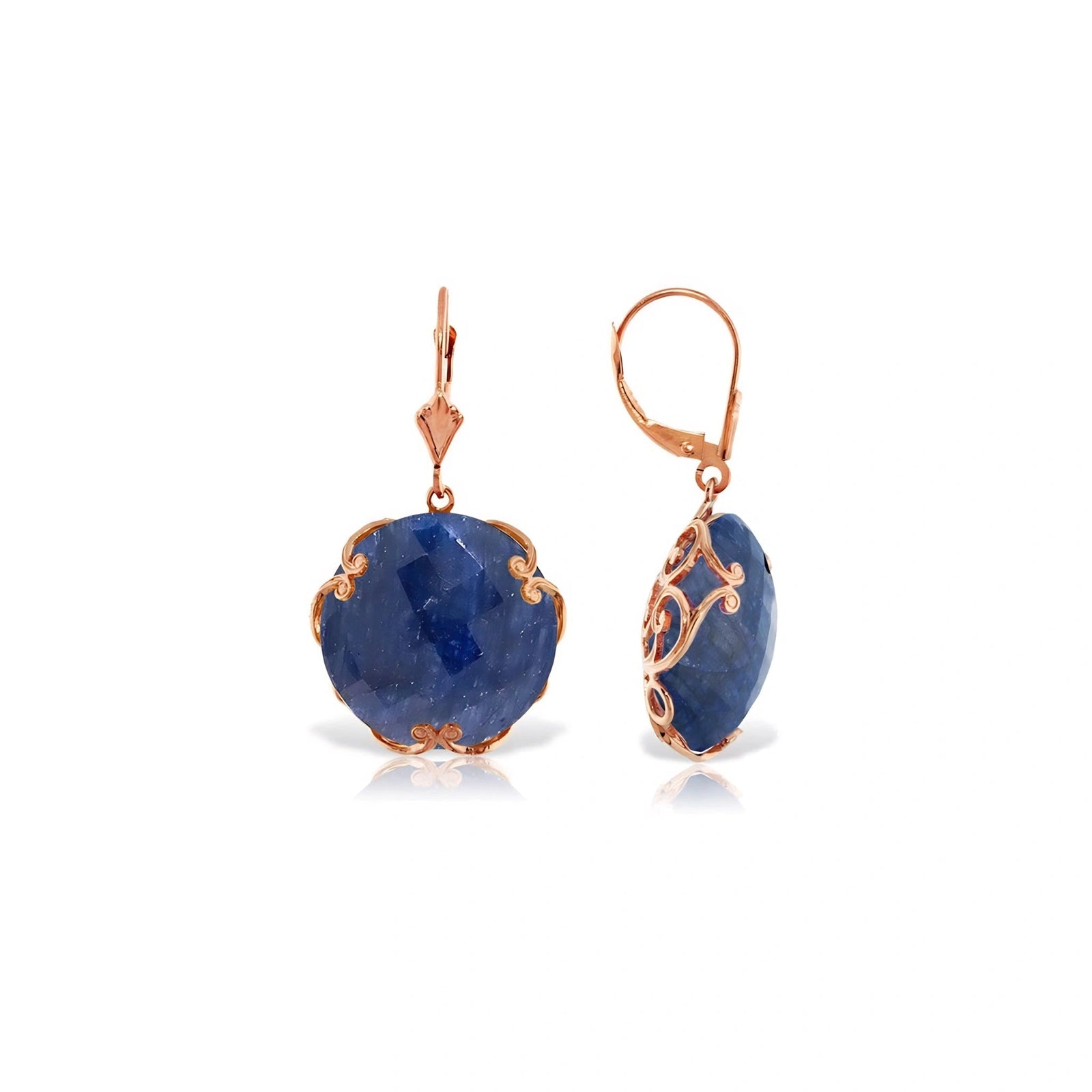Rose Gold Rose Leverback Earrings Sapphire 10K — Marianna