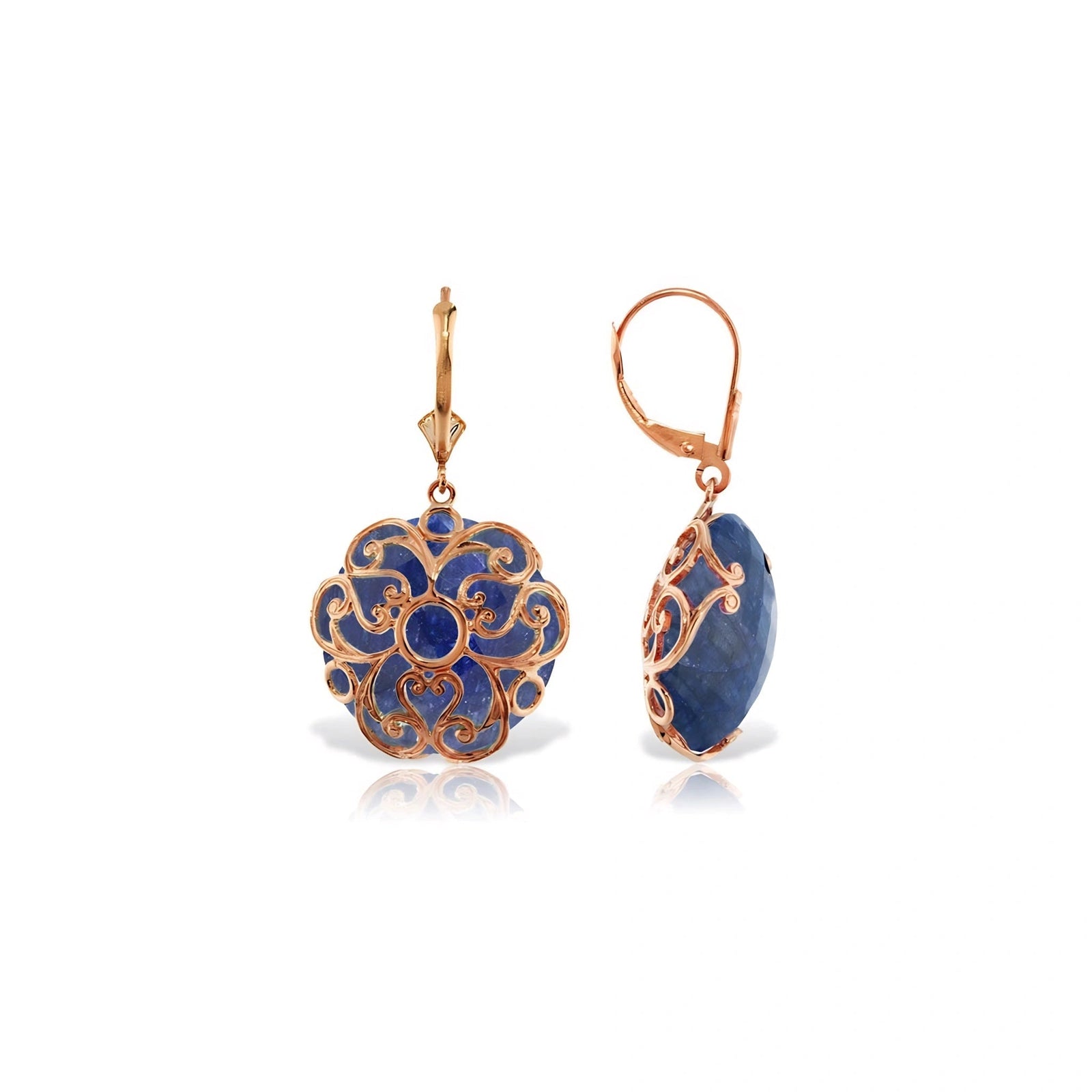 Rose Gold Rose Leverback Earrings Sapphire 10K — Marianna