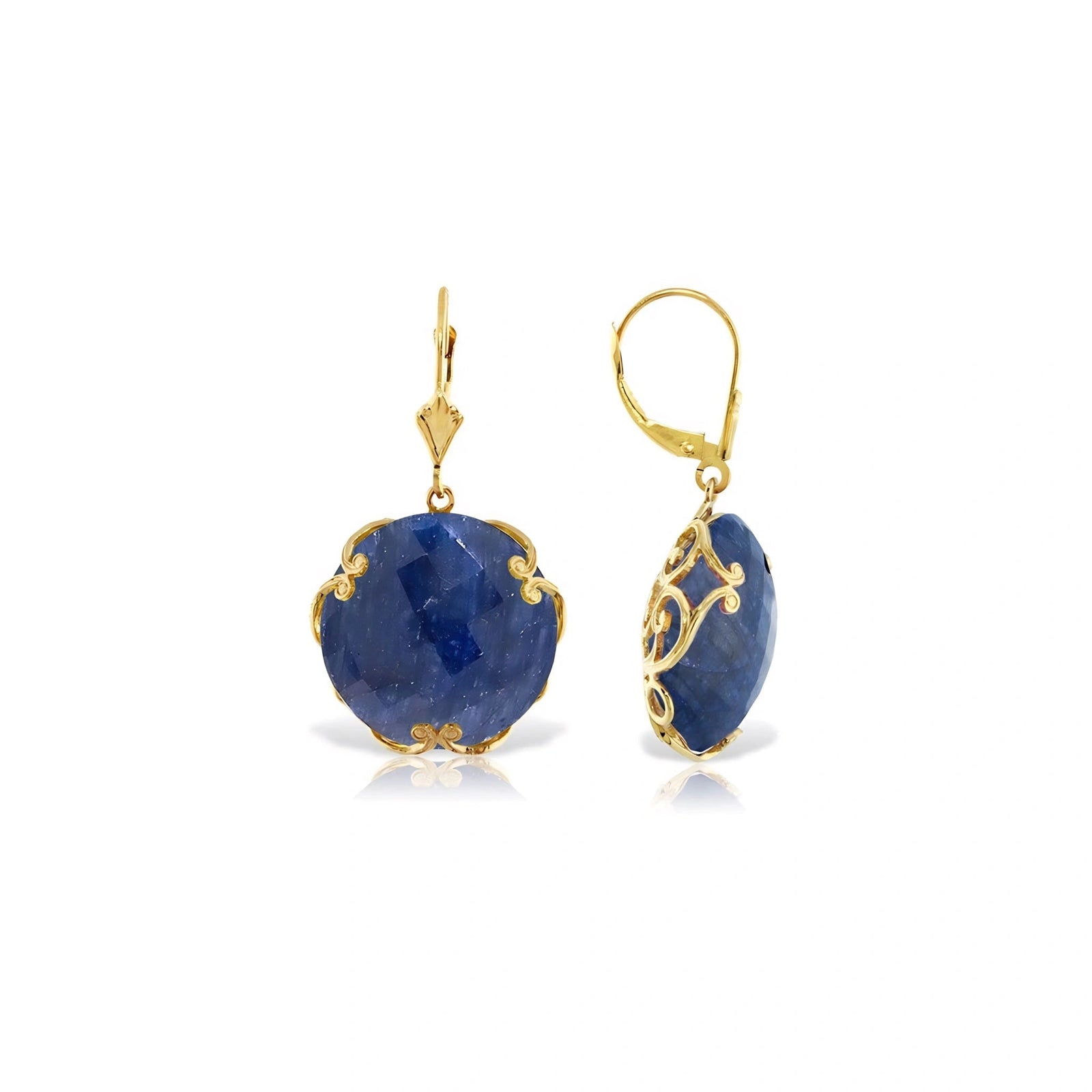 Yellow Gold Rose Leverback Earrings Sapphire 10K — Marianna