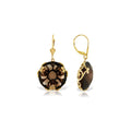 Yellow Gold Rose Leverback Earrings Smoky Quartz — Marianna