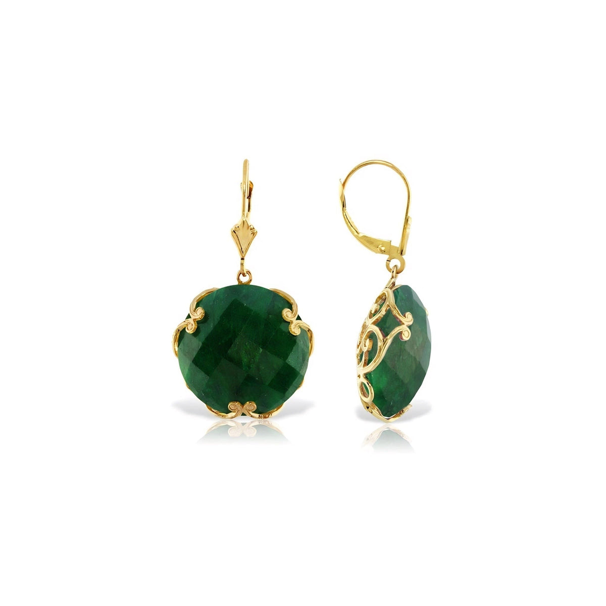 Yellow Gold Rose Leverback Earrings Green Sapphire 10K — Marianna