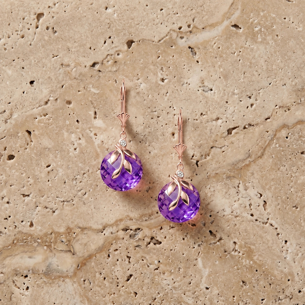 Rose Gold Diamond & Amethyst — Mariaclotilde