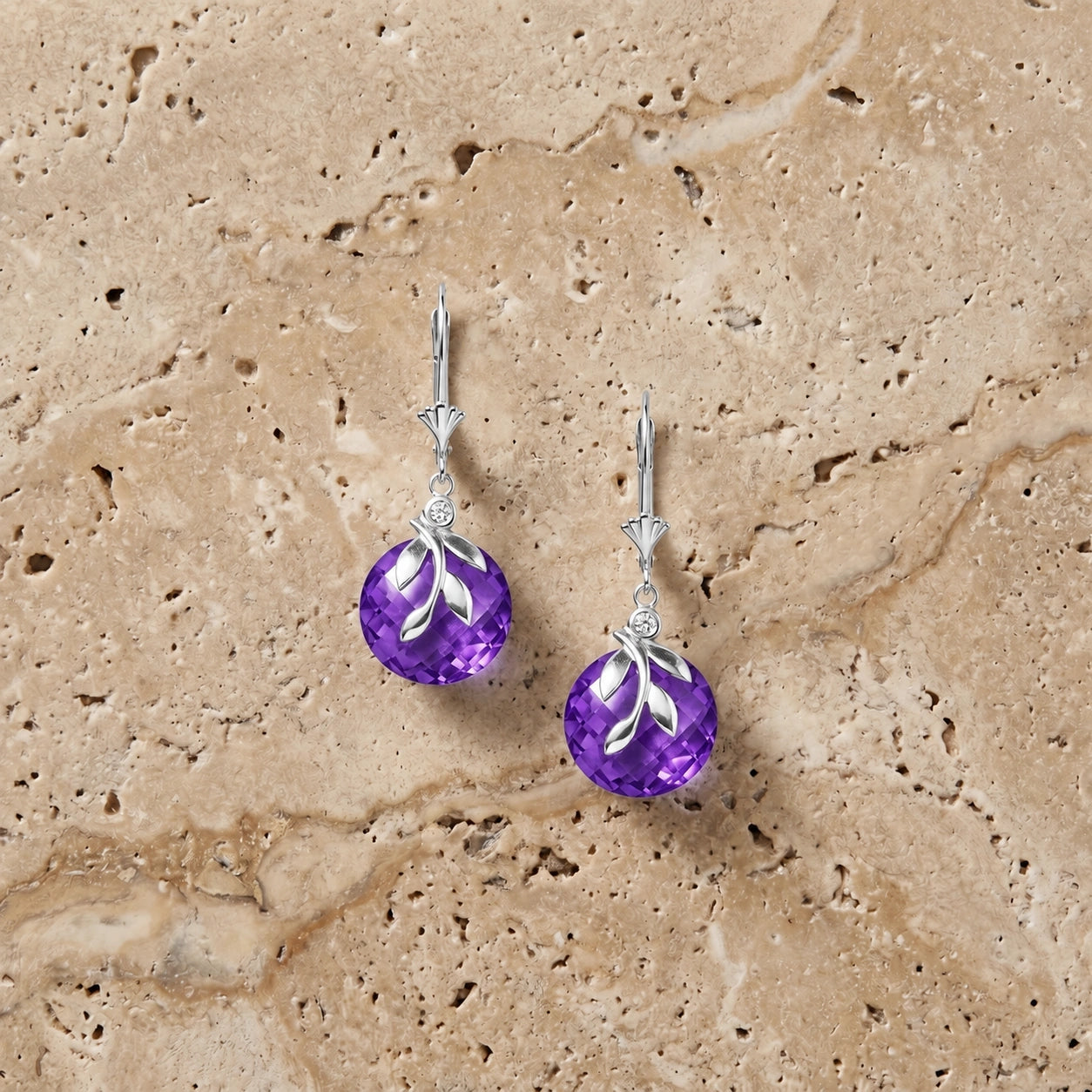 White Gold Diamond & Amethyst — Mariaclotilde