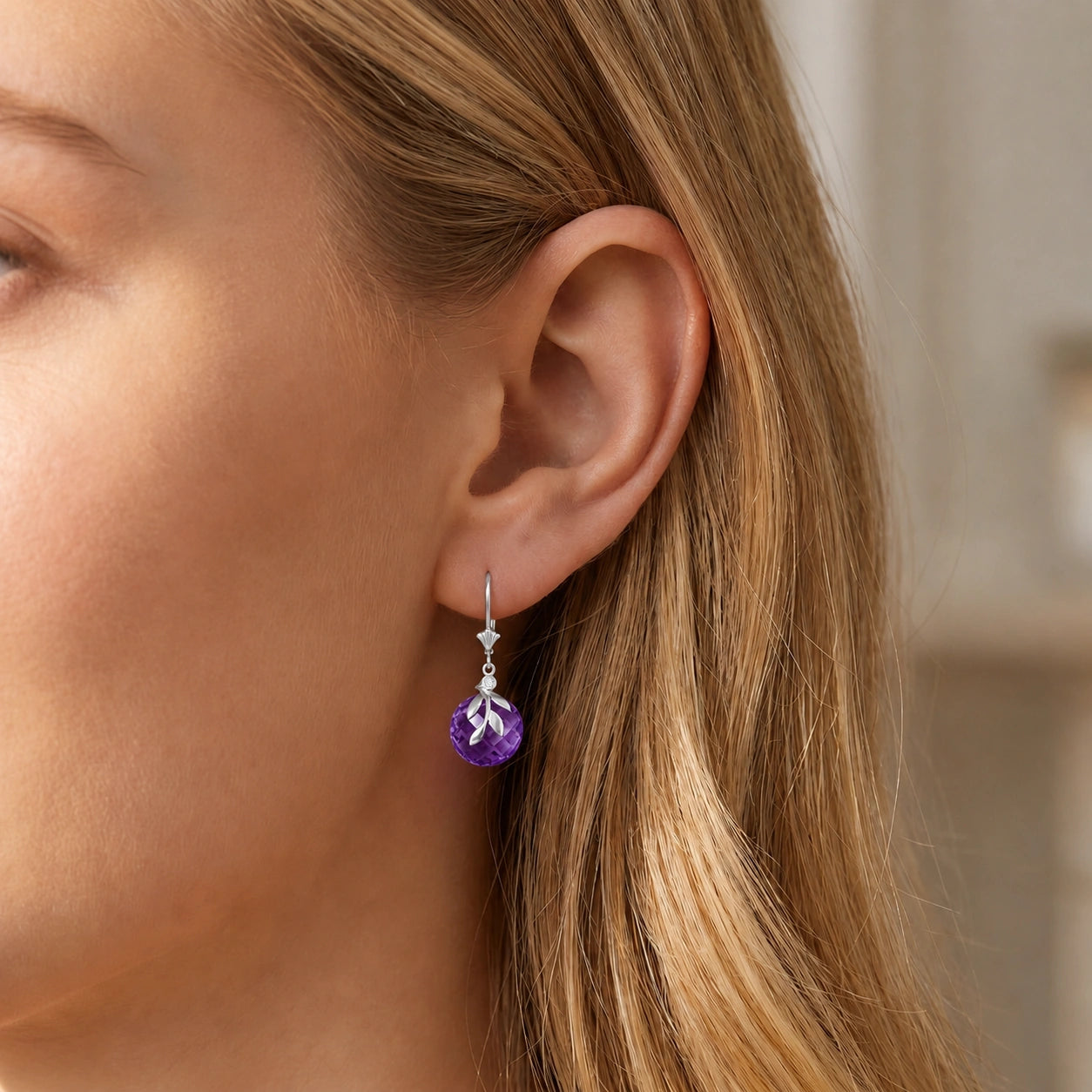 White Gold Diamond & Amethyst — Mariaclotilde