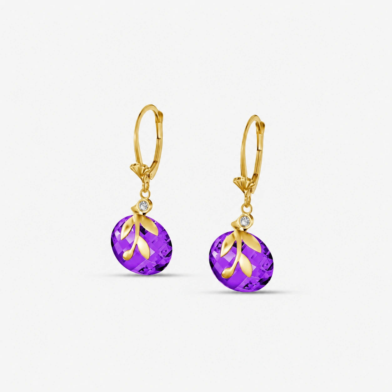 Yellow Gold Diamond & Amethyst — Mariaclotilde