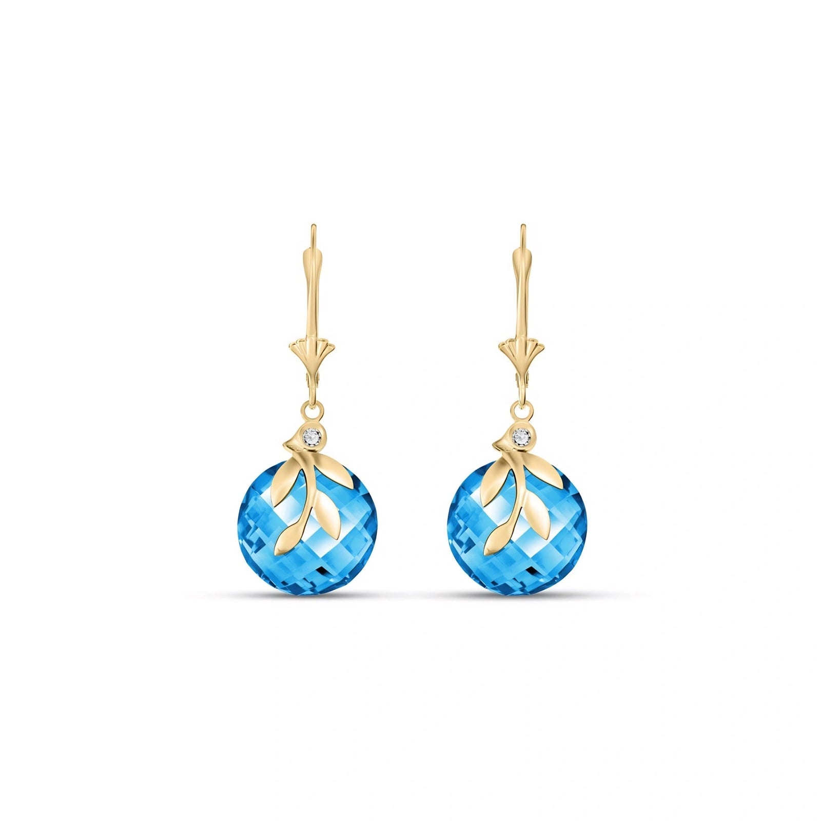 Yellow Gold Diamond & Blue Topaz — Mariaclotilde