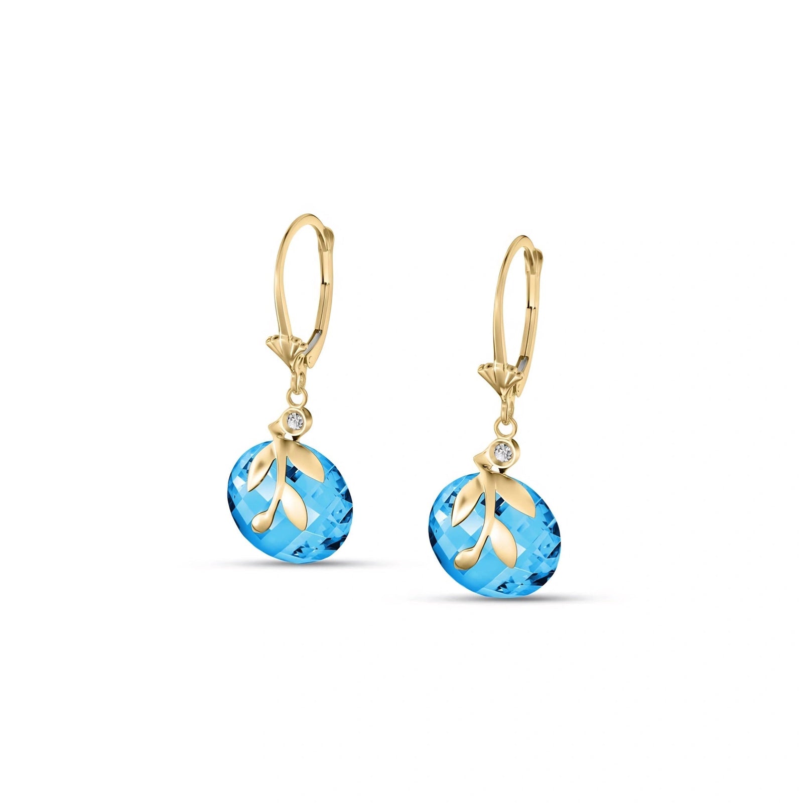 Yellow Gold Diamond & Blue Topaz — Mariaclotilde