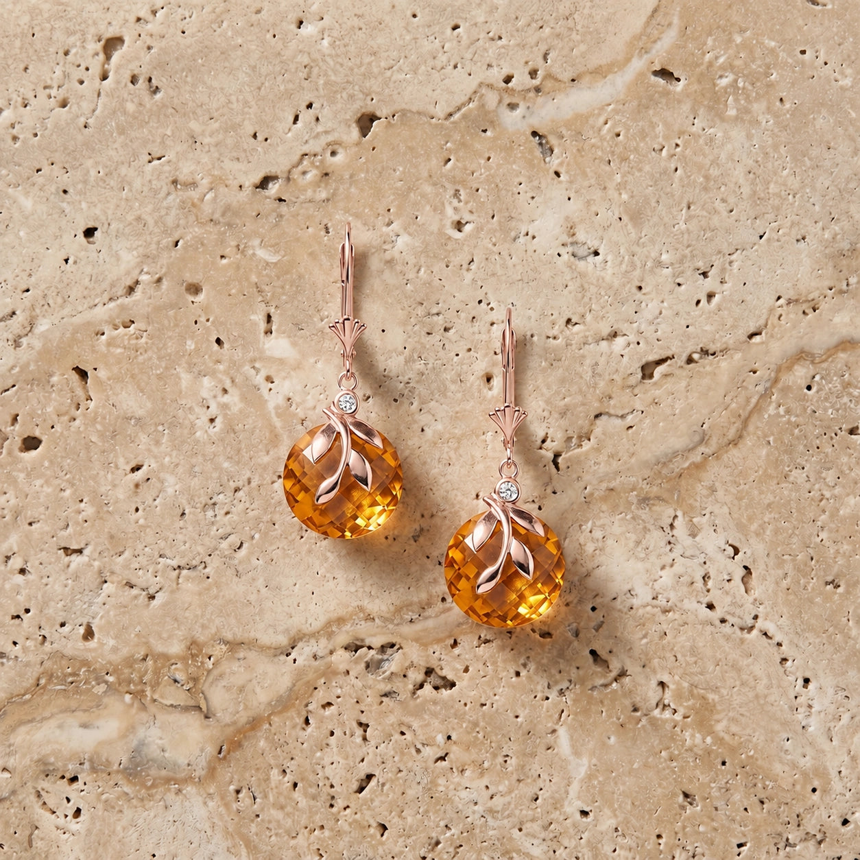 Rose Gold Diamond & Citrine — Mariaclotilde