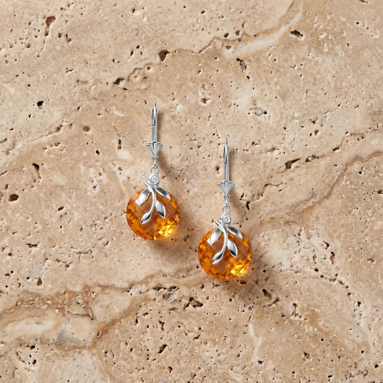 White Gold Diamond & Citrine — Mariaclotilde